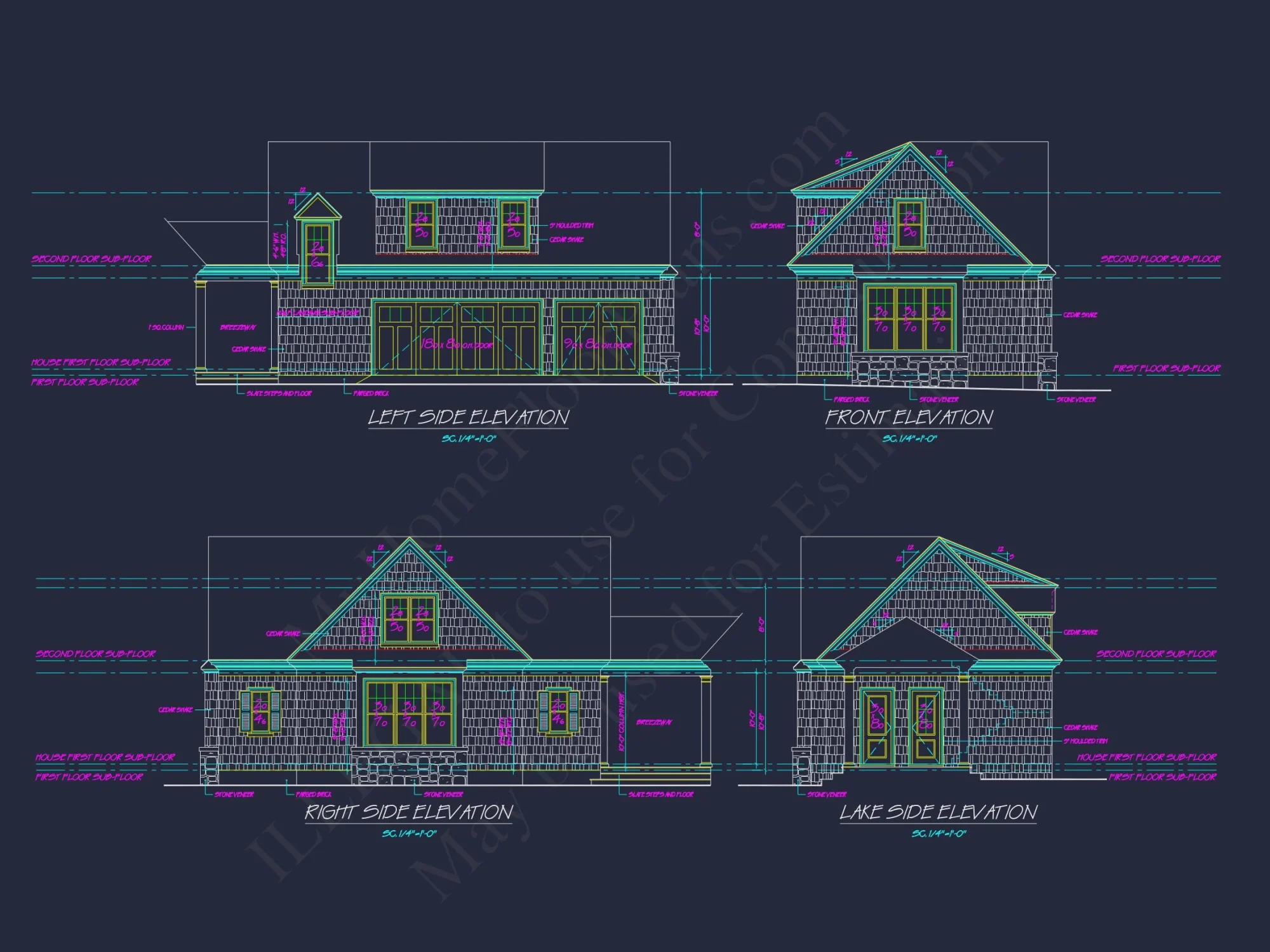 Customizable house Plan with 7 Bedrooms and Unique Garage Design