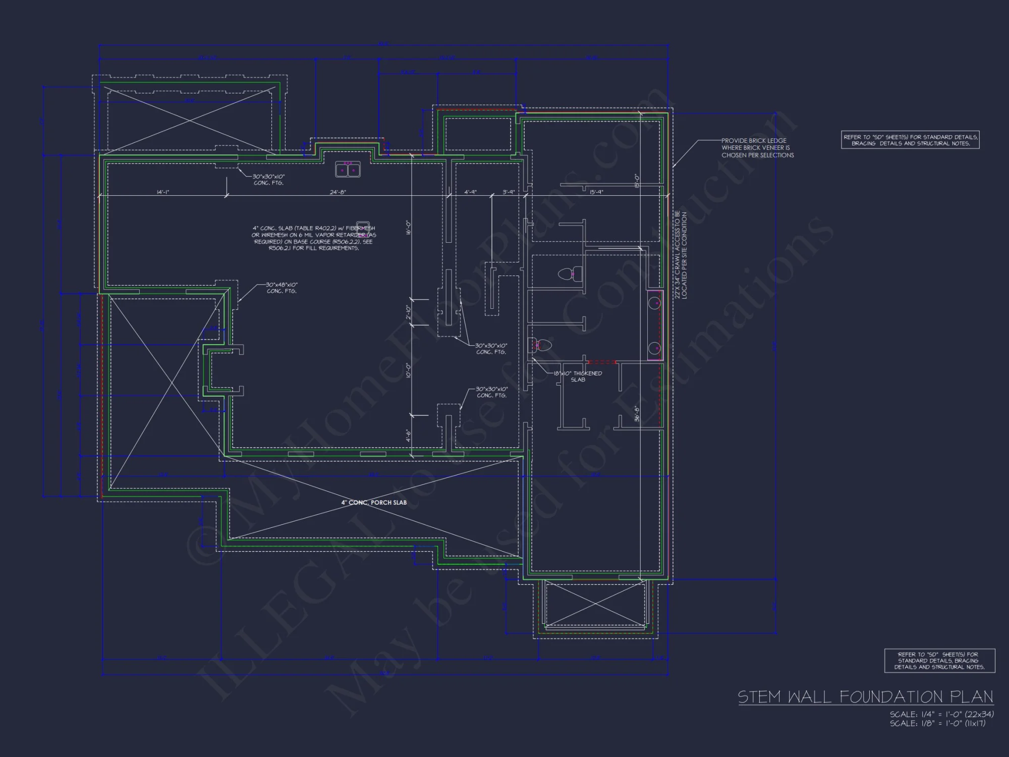 Colonial Revival house Plan with 5 Bedrooms and 2 Floors