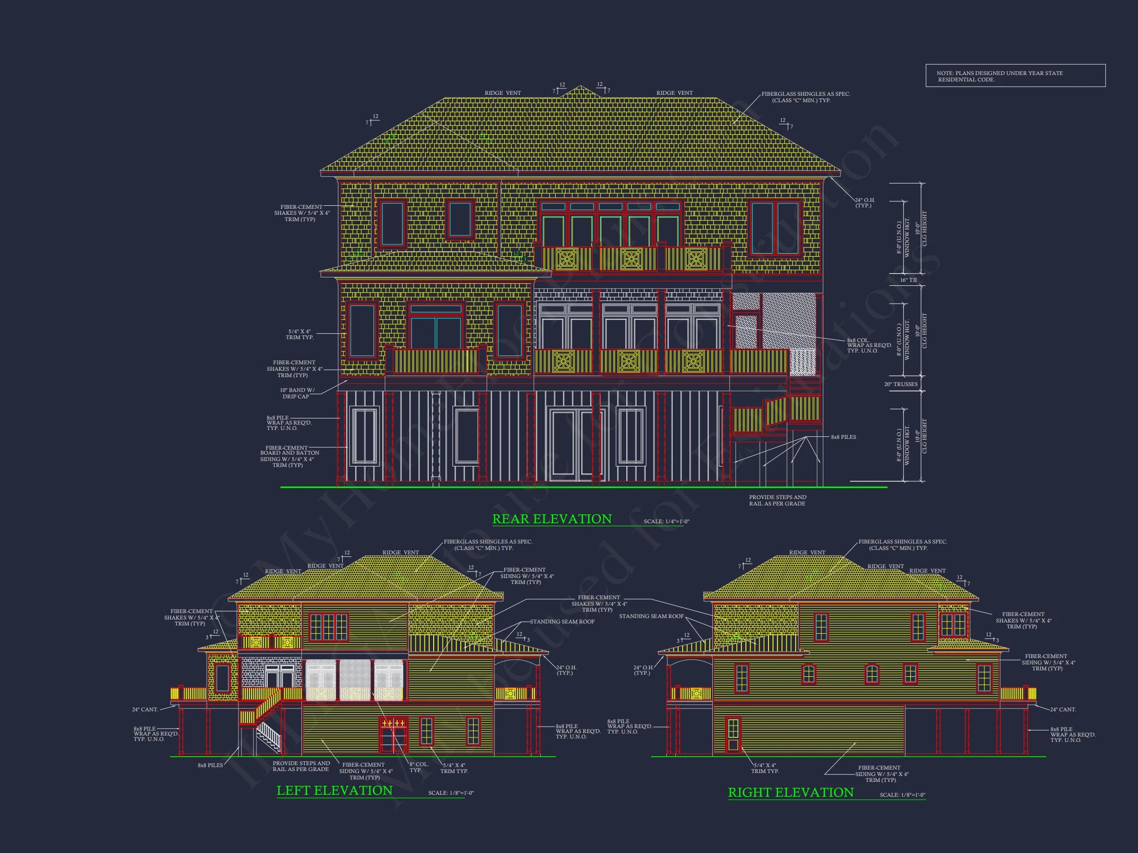 17-1247 HOUSE PLAN - Beach House Plan with CAD Design & Stunning Architecture 3 Beach house Plan with CAD Design & Stunning Architecture