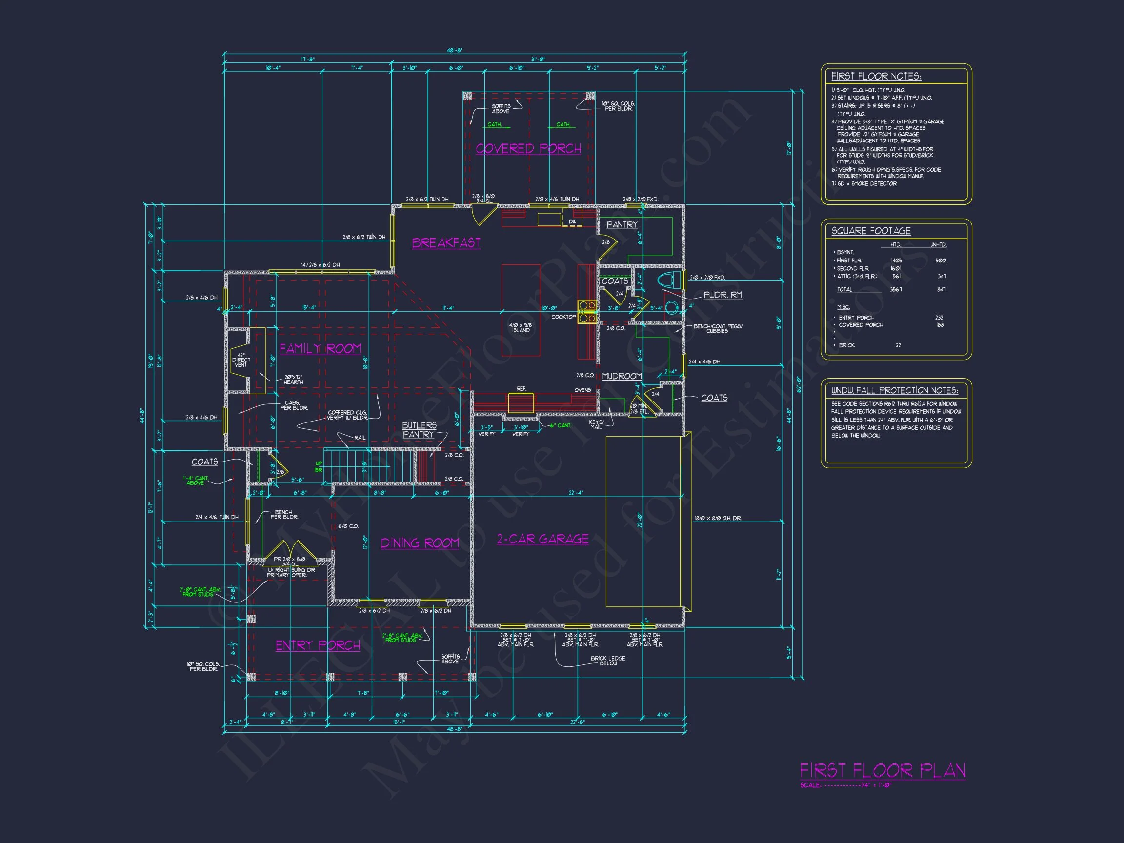 17-1060 HOUSE PLAN - Traditional House Plan with 2.5 Stories, 4 Beds, and CAD Blueprint 36 Traditional house Plan with 2.5 Stories, 4 Beds, and CAD Blueprint