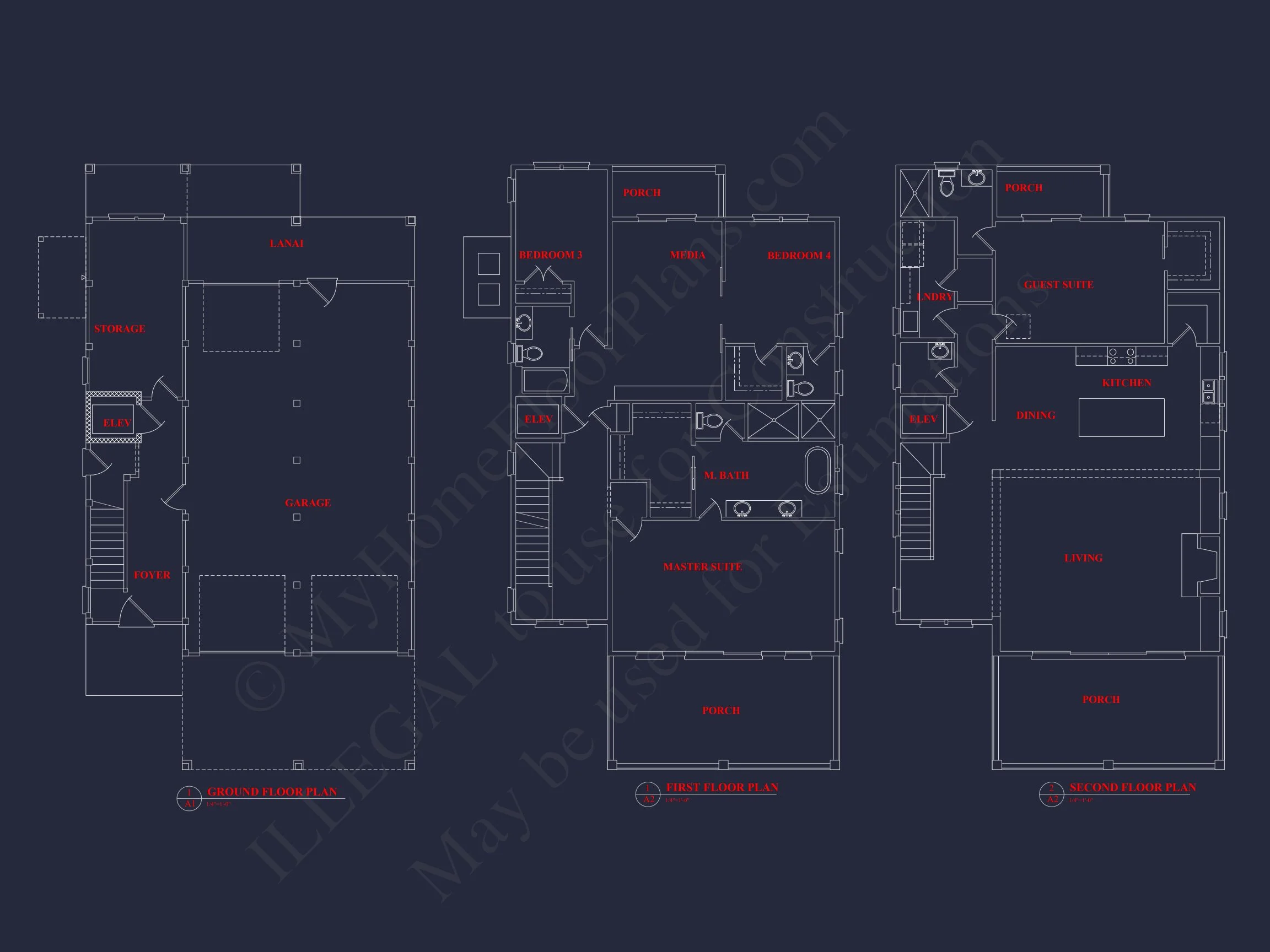 18-1576 HOUSE PLAN - Modern House Plan with CAD Designs, 3 Floors, and Open Spaces 12 Modern house Plan with CAD Designs, 3 Floors, and Open Spaces