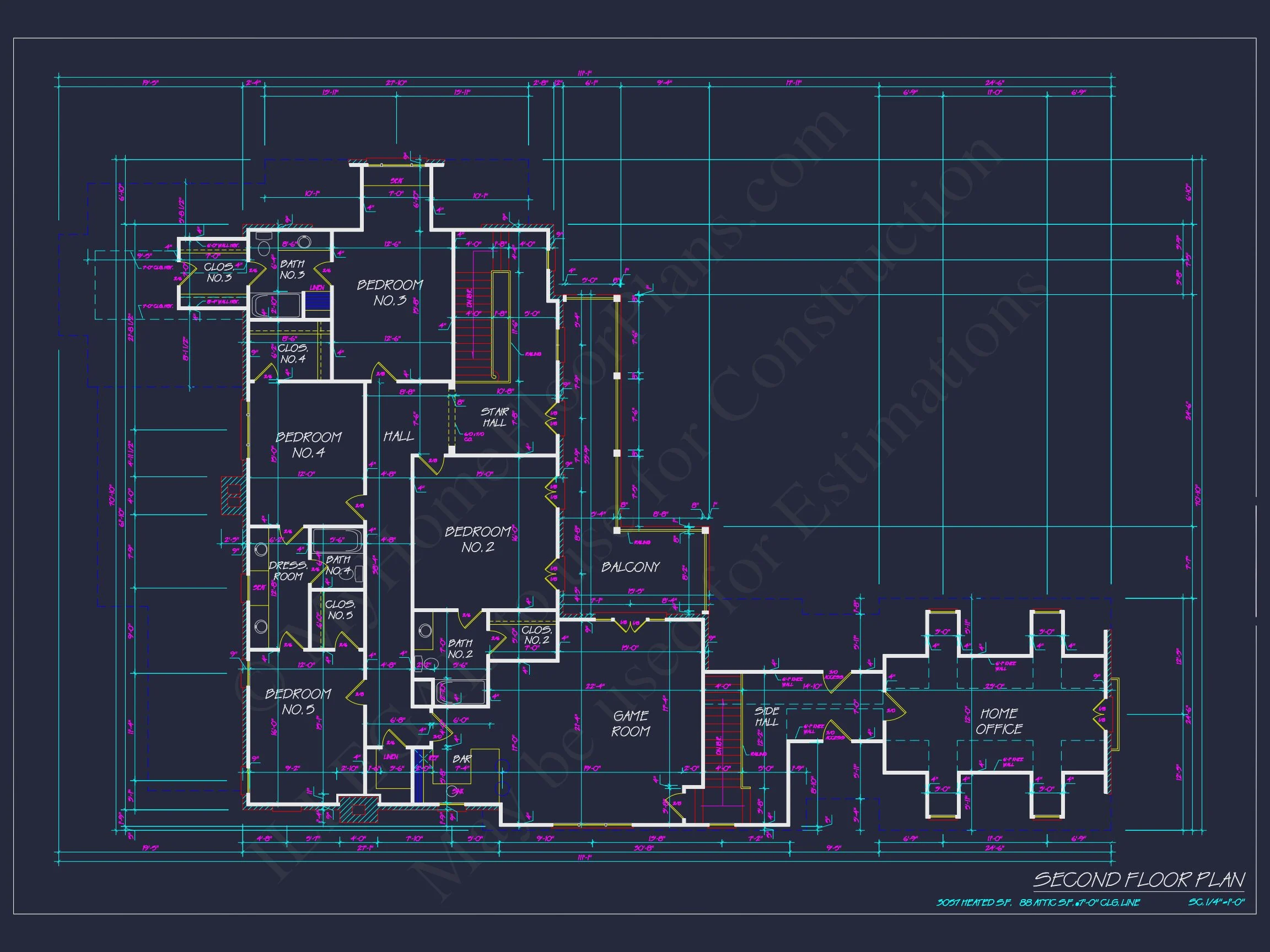 7-2213 HOUSE PLAN - French Country House Plan with 5 Bedrooms and Spacious CAD Design 7 French Country house Plan with 5 Bedrooms and Spacious CAD Design
