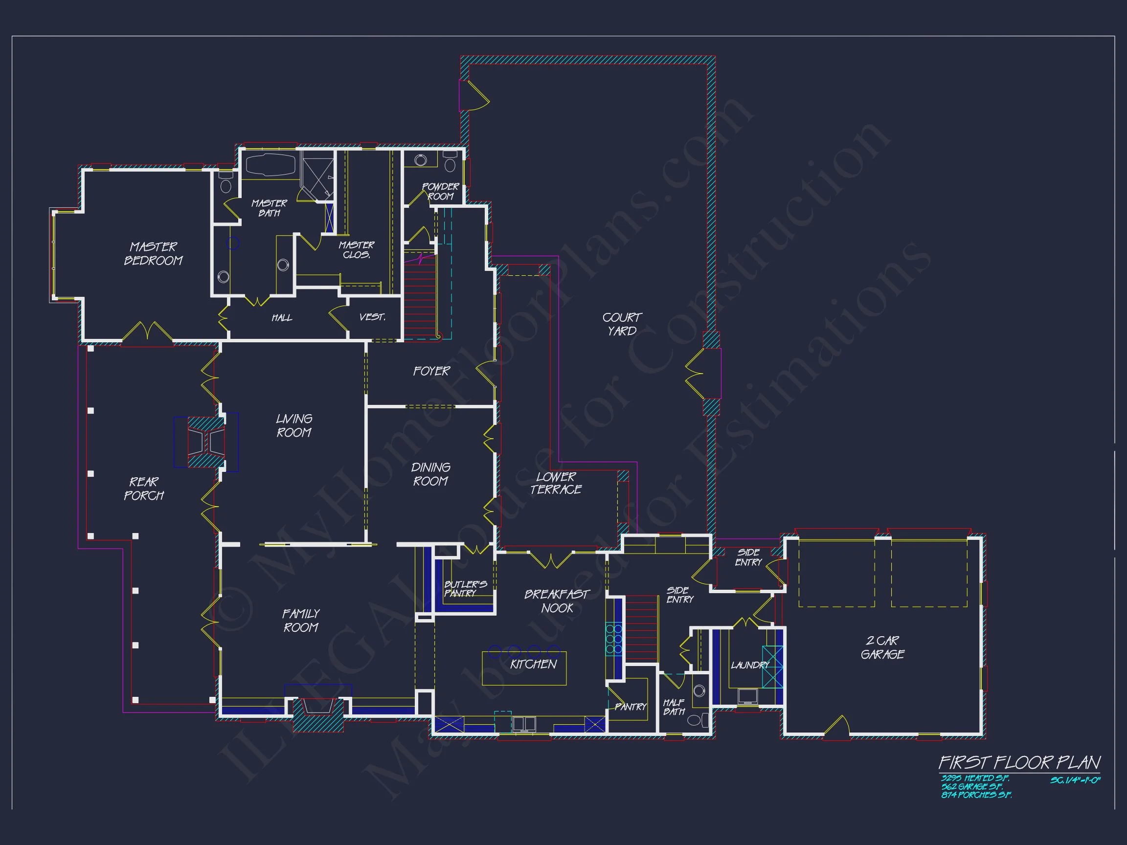 7-2213 HOUSE PLAN - French Country House Plan with 5 Bedrooms and Spacious CAD Design 4 French Country house Plan with 5 Bedrooms and Spacious CAD Design