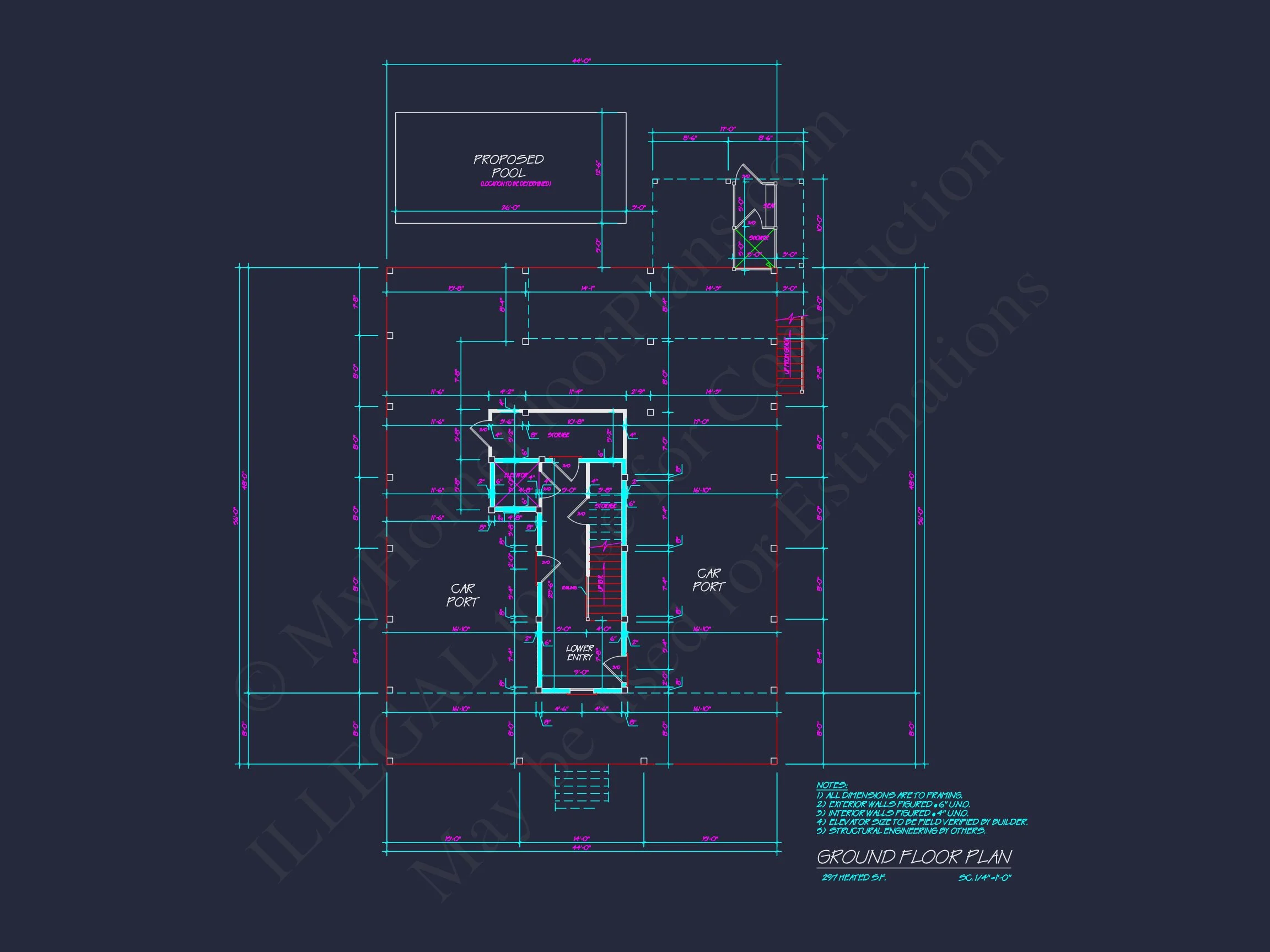 20-1520 HOUSE PLAN - Custom Coastal House Floor Plan with CAD Designs and Blueprints 12 Custom Coastal house Floor Plan with CAD Designs and Blueprints
