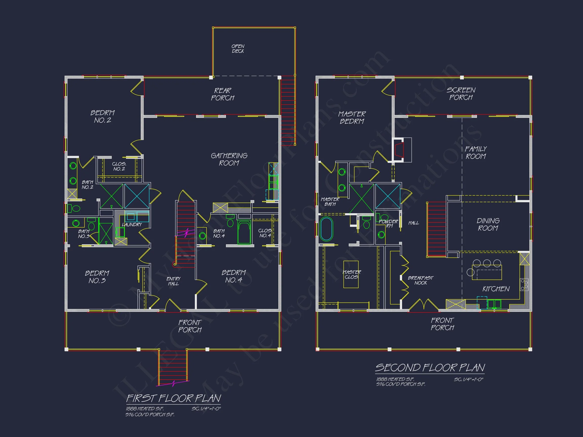 20-1520 HOUSE PLAN - Custom Coastal House Floor Plan with CAD Designs and Blueprints 9 Custom Coastal house Floor Plan with CAD Designs and Blueprints