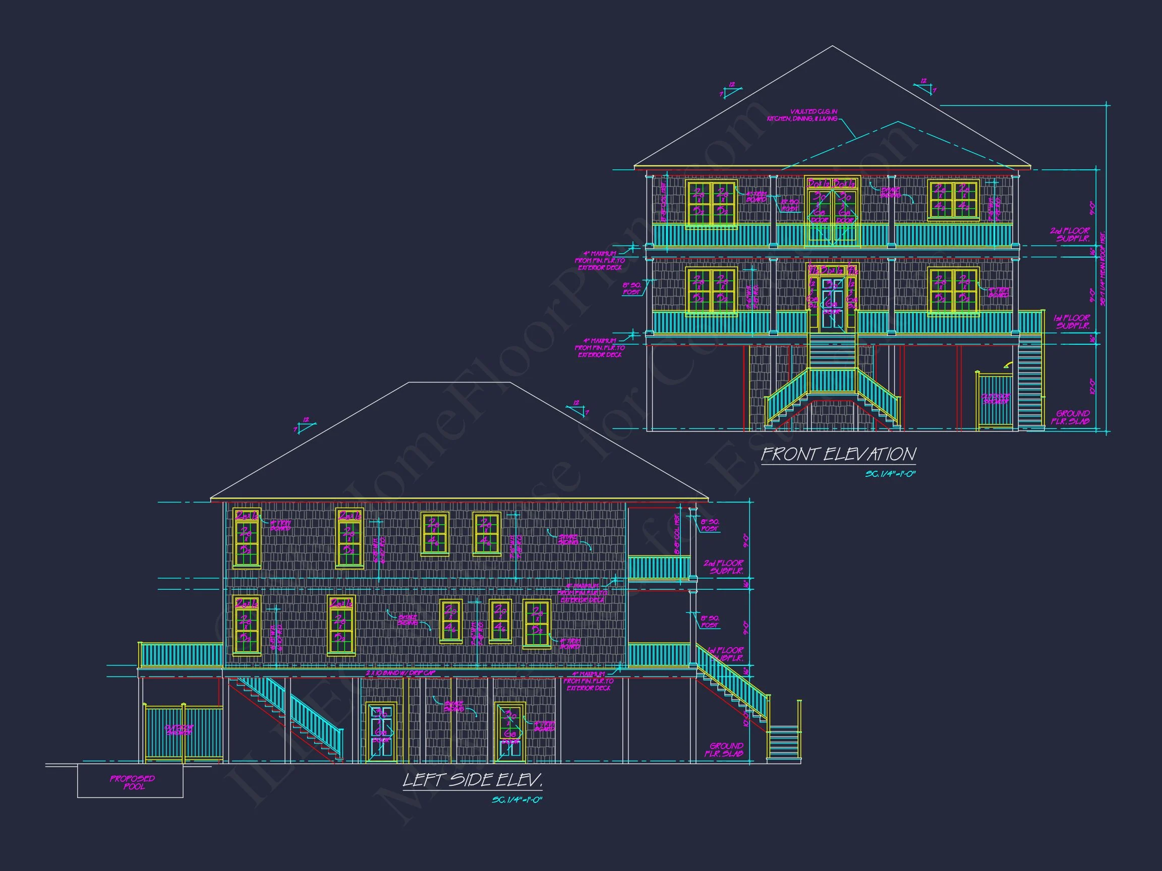 20-1520 HOUSE PLAN - Custom Coastal House Floor Plan with CAD Designs and Blueprints 6 Custom Coastal house Floor Plan with CAD Designs and Blueprints