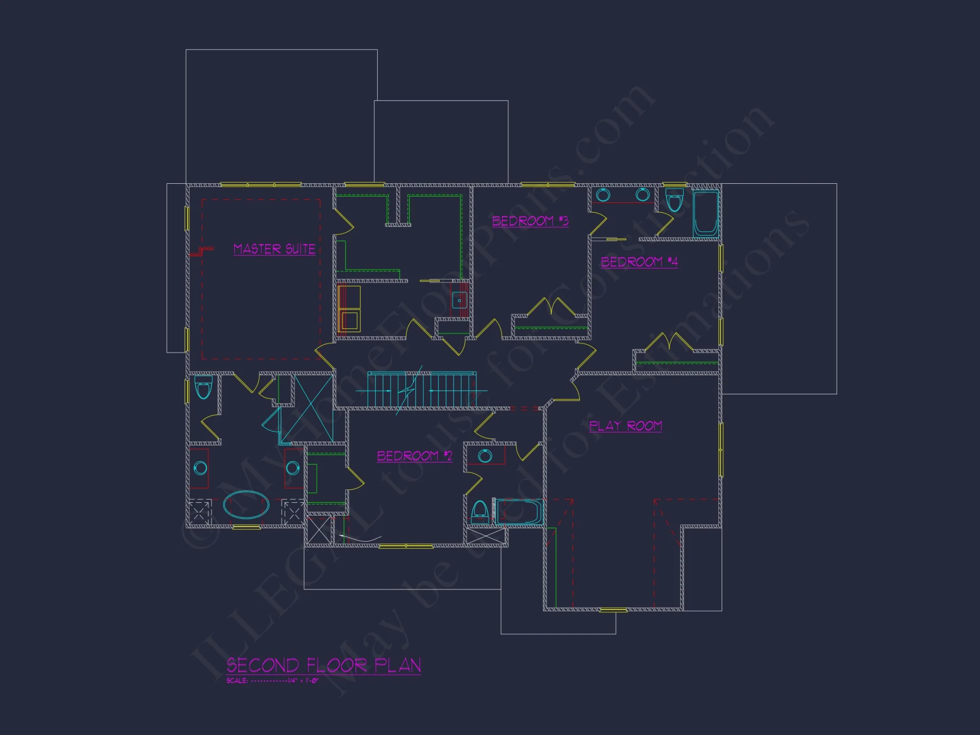 Spacious Traditional house Plan with 3 Floors and CAD Blueprint