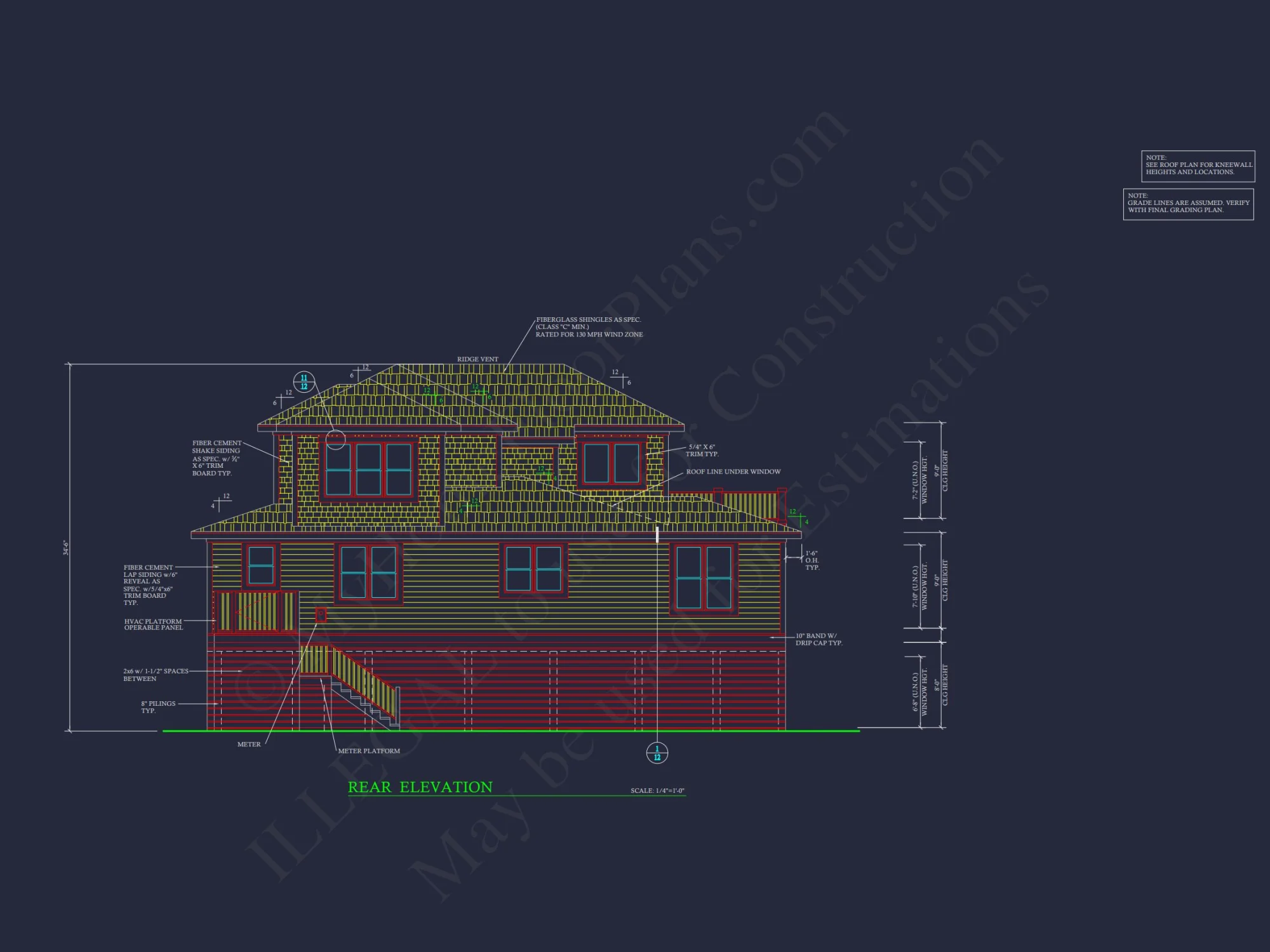 Modern Coastal house Plan: 2-Story CAD Blueprint with Elevator