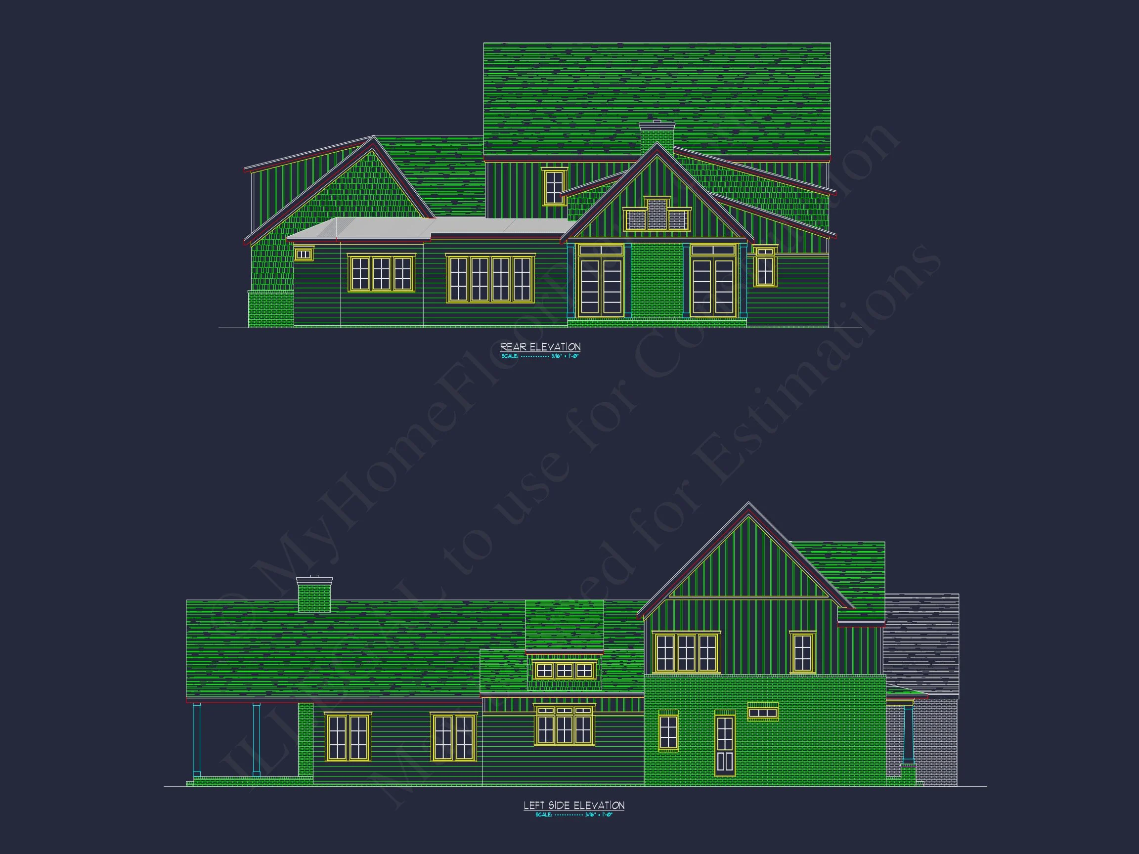 19-1299 HOUSE PLAN - Modern Farmhouse Plan - 4-Bed, 3.5-Bath, 3,200 SF 3 Modern Craftsman house Design with Detailed Floor Plans & CAD