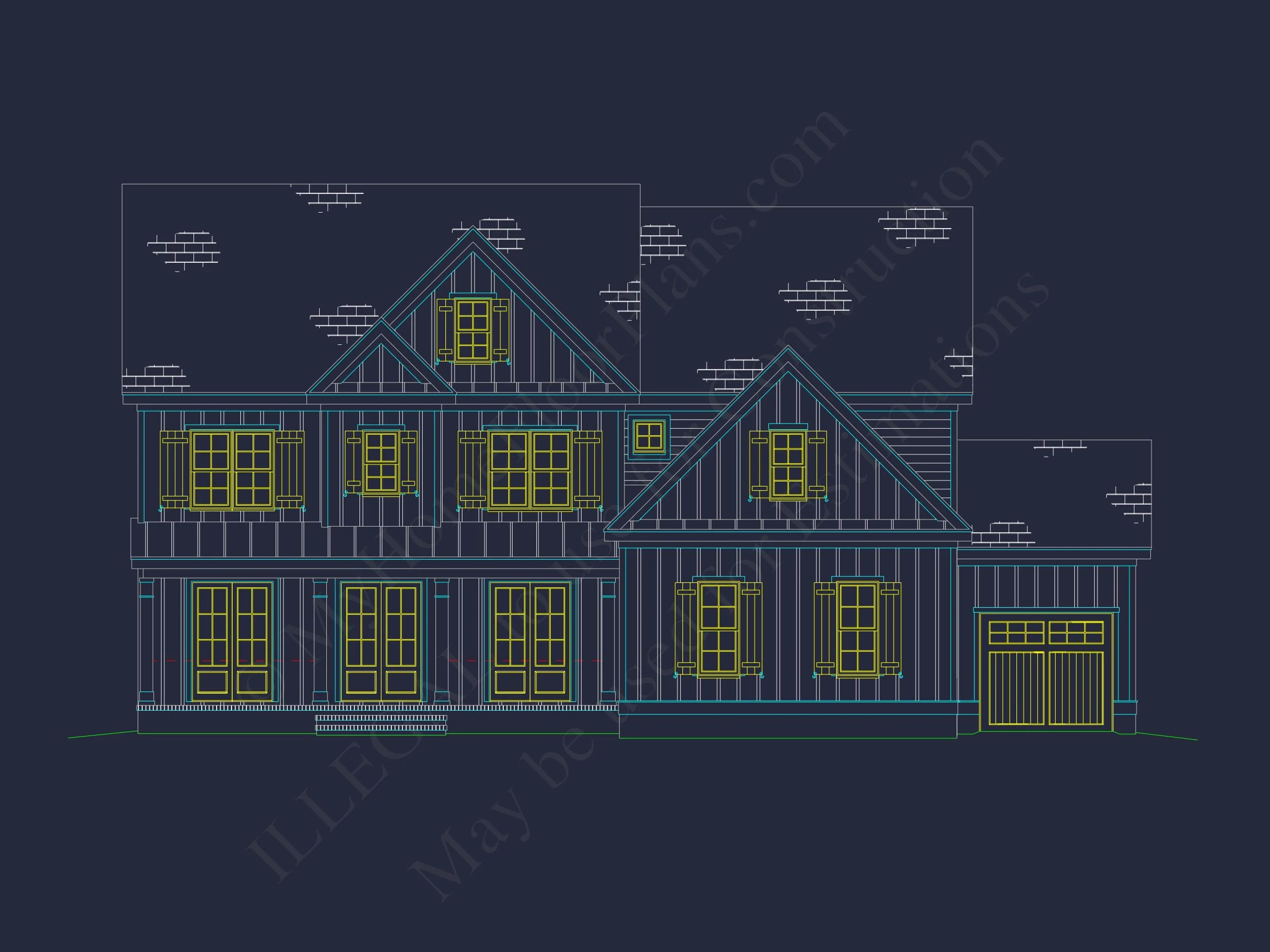 19-1190B HOUSE PLAN - Elegant 3-Story House Plan with CAD Floor Designs & Blueprint 27 Elegant 3-Story house Plan with CAD Floor Designs & Blueprint