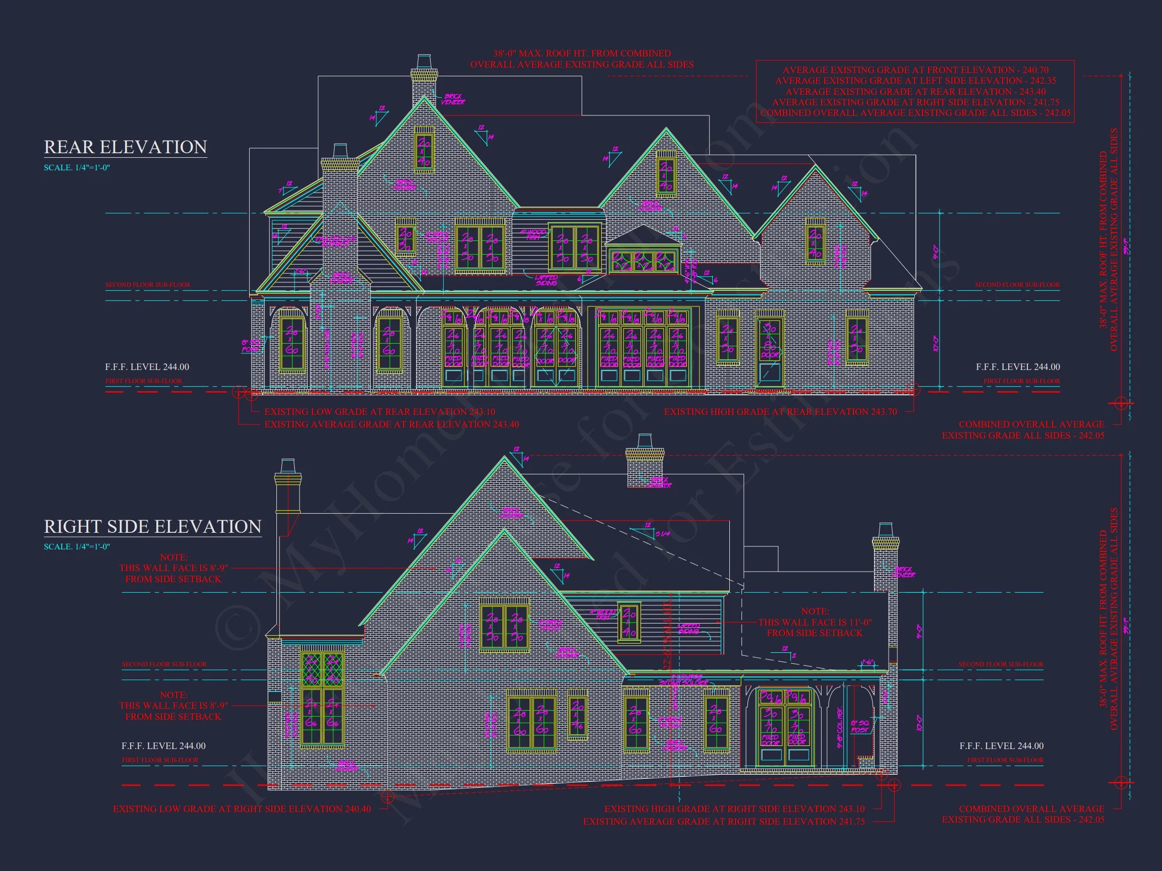 19-1074 HOUSE PLAN - Tudor Revival Home Plan - 4-Bed, 3.5-Bath, 3,250 SF 3 Elegant house Floor Plan with CAD Designs and Blueprints