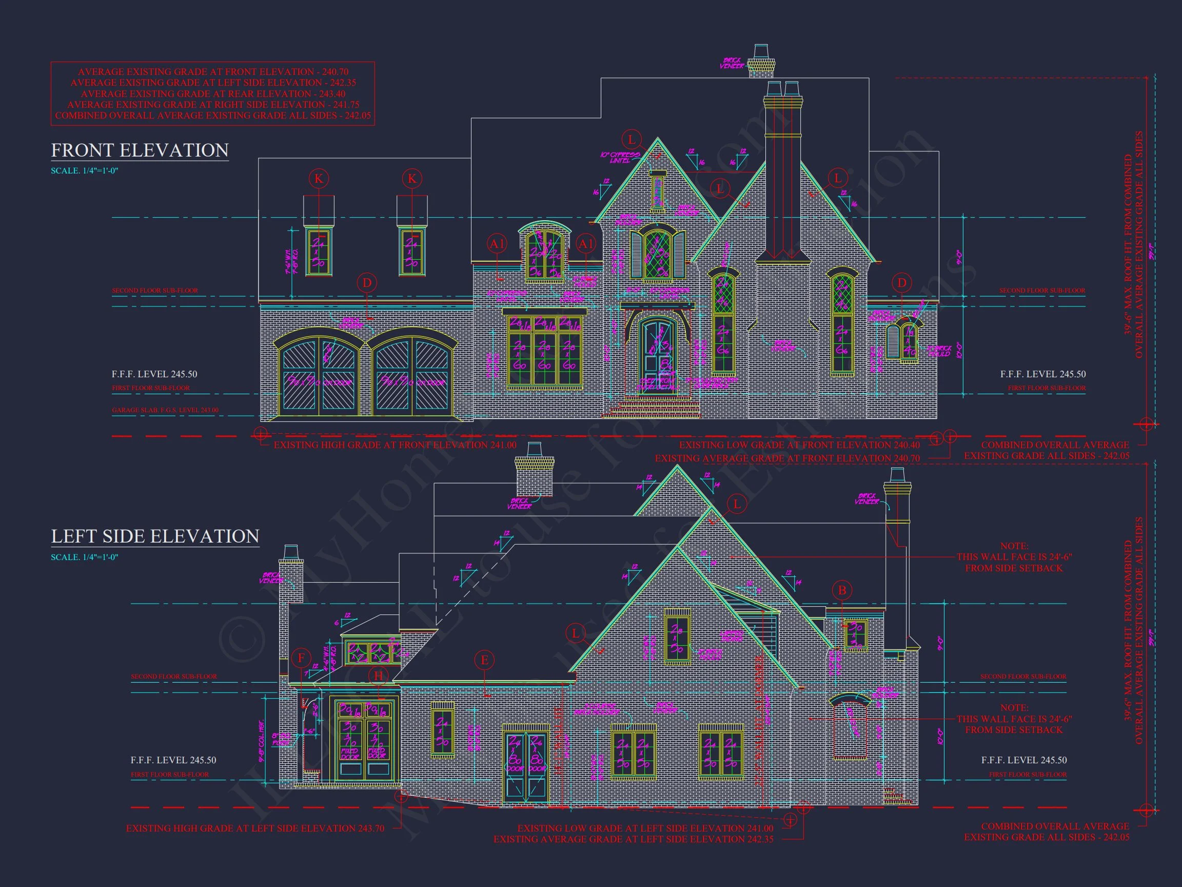 19-1074 HOUSE PLAN - Tudor Revival Home Plan - 4-Bed, 3.5-Bath, 3,250 SF 2 Elegant house Floor Plan with CAD Designs and Blueprints