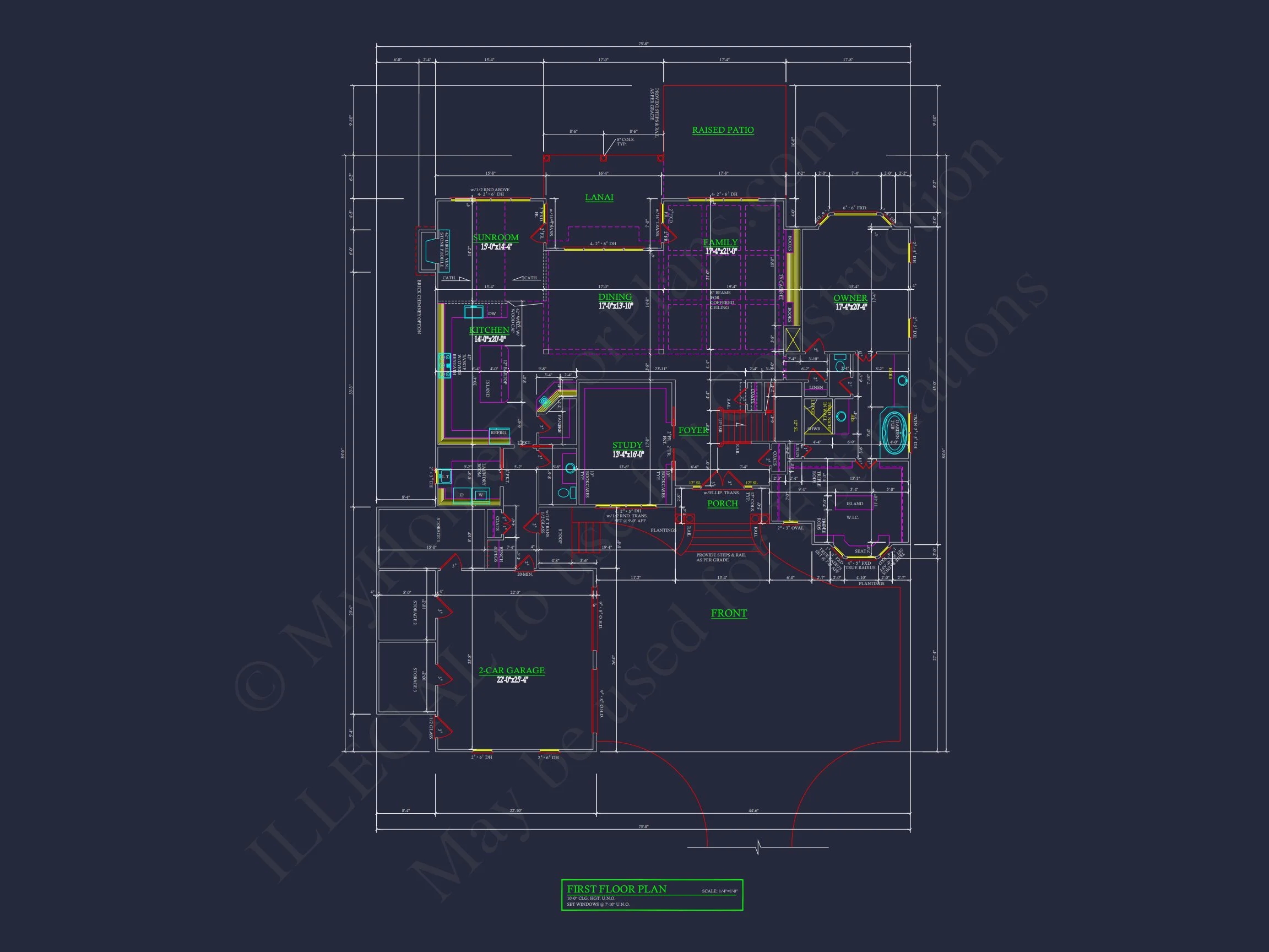 18-1480 HOUSE PLAN - French Country Home Plan - 4-Bed, 4-Bath, 4,118 SF 8 Elegant house Floor Plan with CAD Architecture Designs