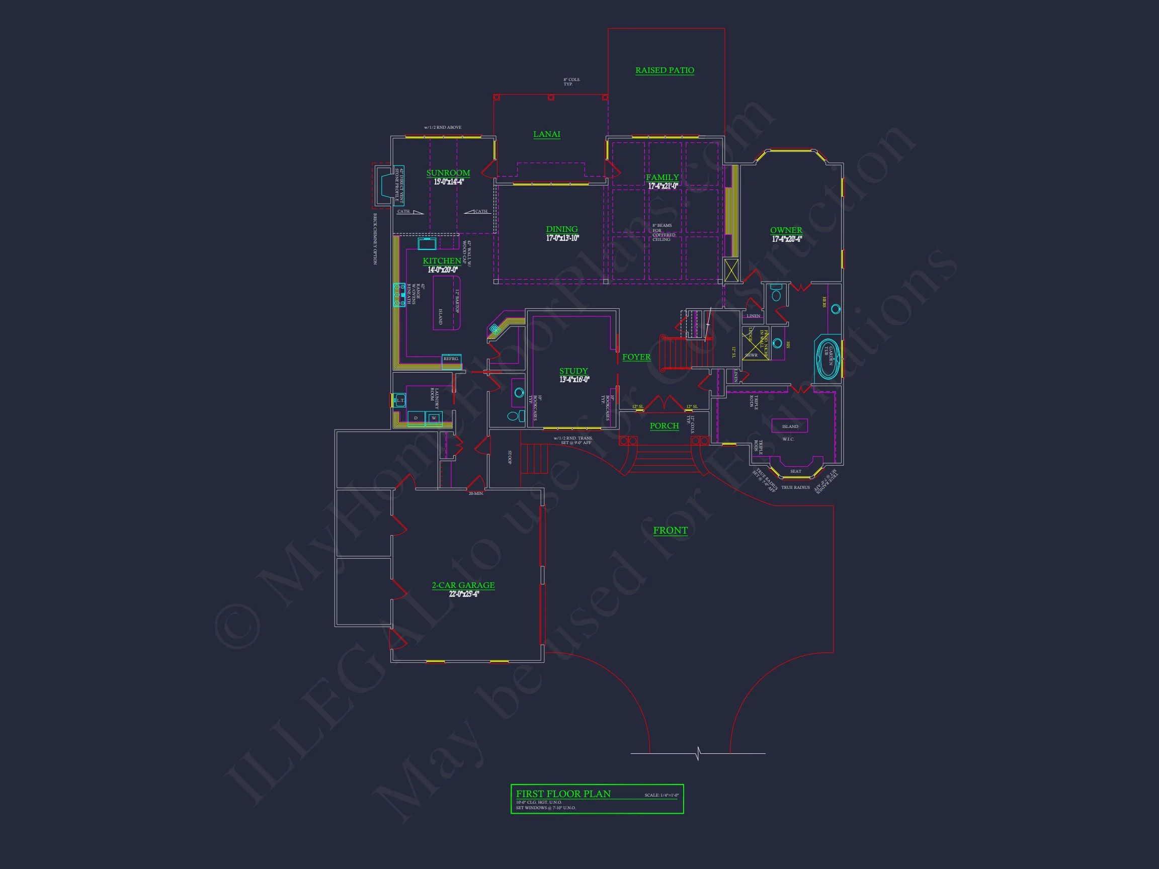 18-1480 HOUSE PLAN - French Country Home Plan - 4-Bed, 4-Bath, 4,118 SF 4 Elegant house Floor Plan with CAD Architecture Designs
