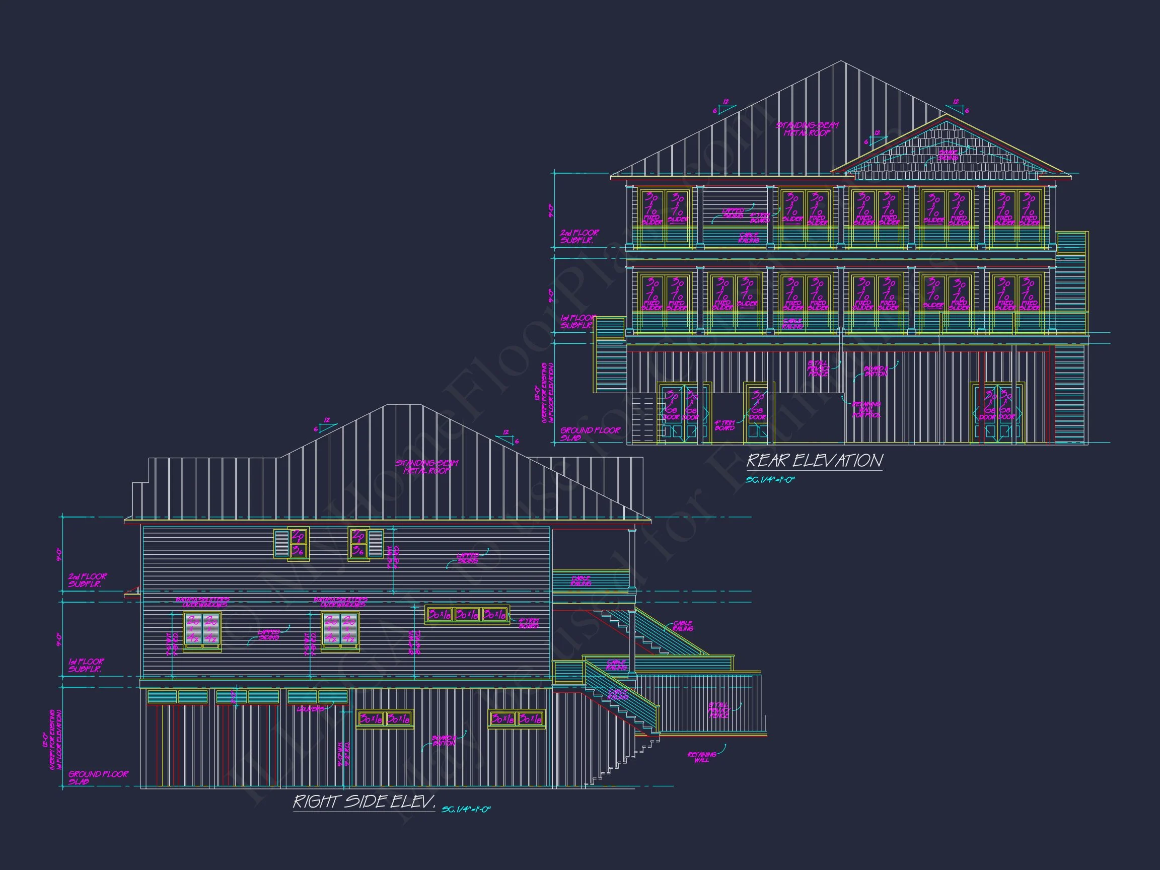 18-1344 HOUSE PLAN - Beach Duplex Floor Plan with 4 Beds, Garage & CAD Designs 8 Beach Duplex Floor Plan with 4 Beds, Garage & CAD Designs
