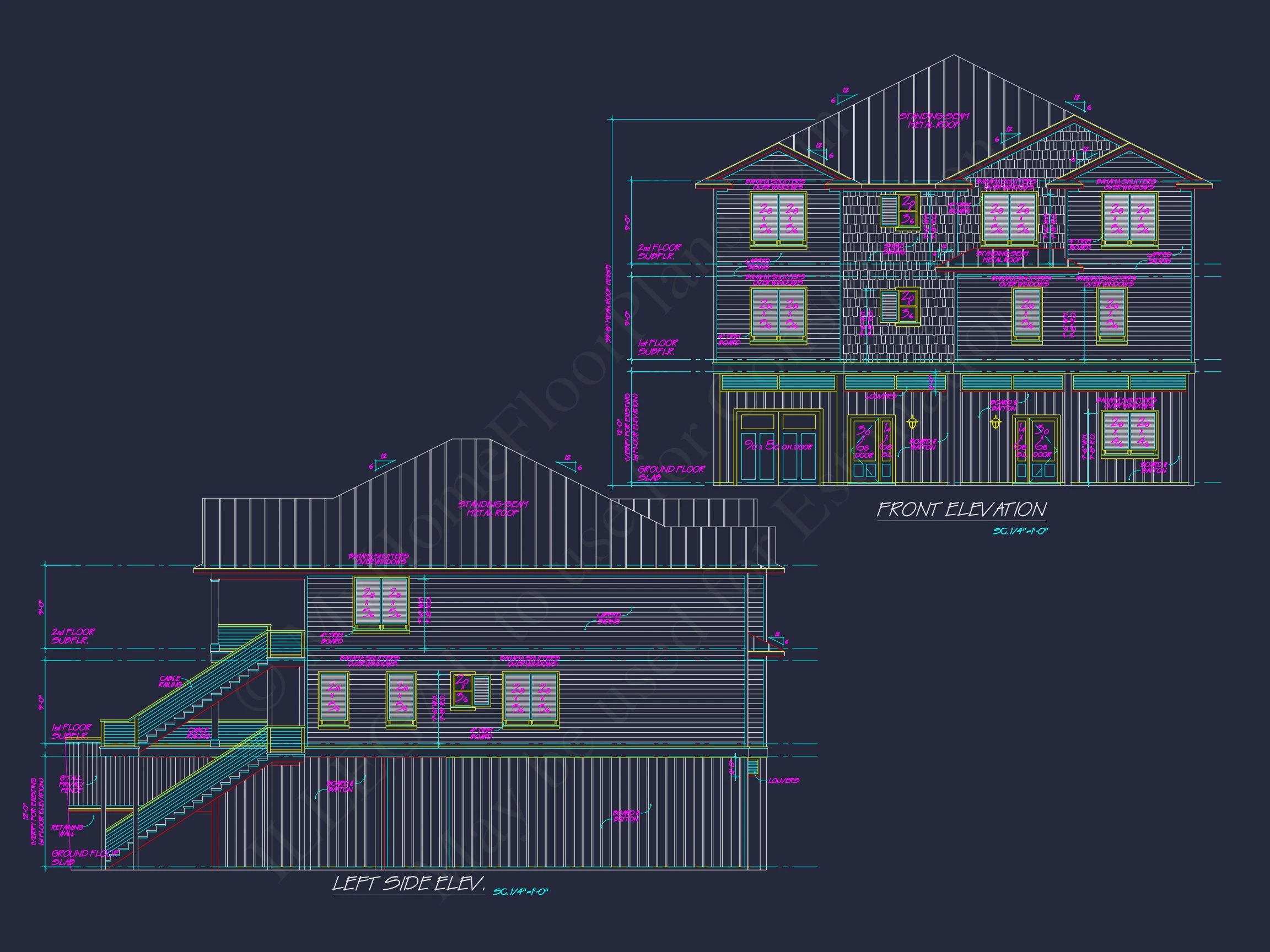 18-1344 HOUSE PLAN - Beach Duplex Floor Plan with 4 Beds, Garage & CAD Designs 7 Beach Duplex Floor Plan with 4 Beds, Garage & CAD Designs