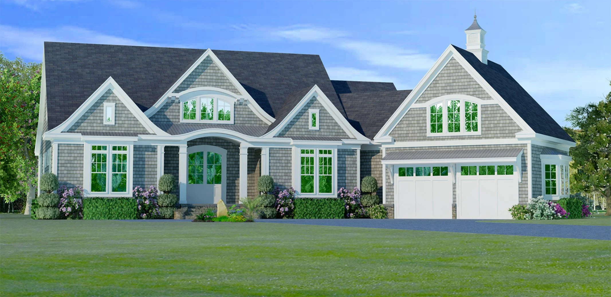 18-1198 HOUSE PLAN - Shingle Style Home Plan - 3-Bed, 3-Bath, 2,850 SF 3 Customizable house Plan with Open Floor Plan & Angled Garage