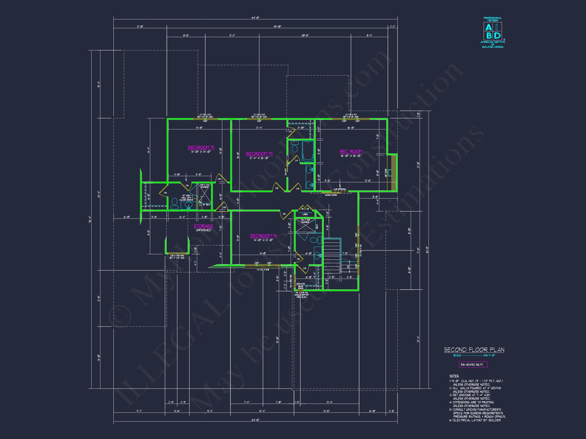 17-2175 HOUSE PLAN - Custom House Plan with 4 Beds, CAD Blueprint, and Features 37 Custom house Plan with 4 Beds, CAD Blueprint, and Features