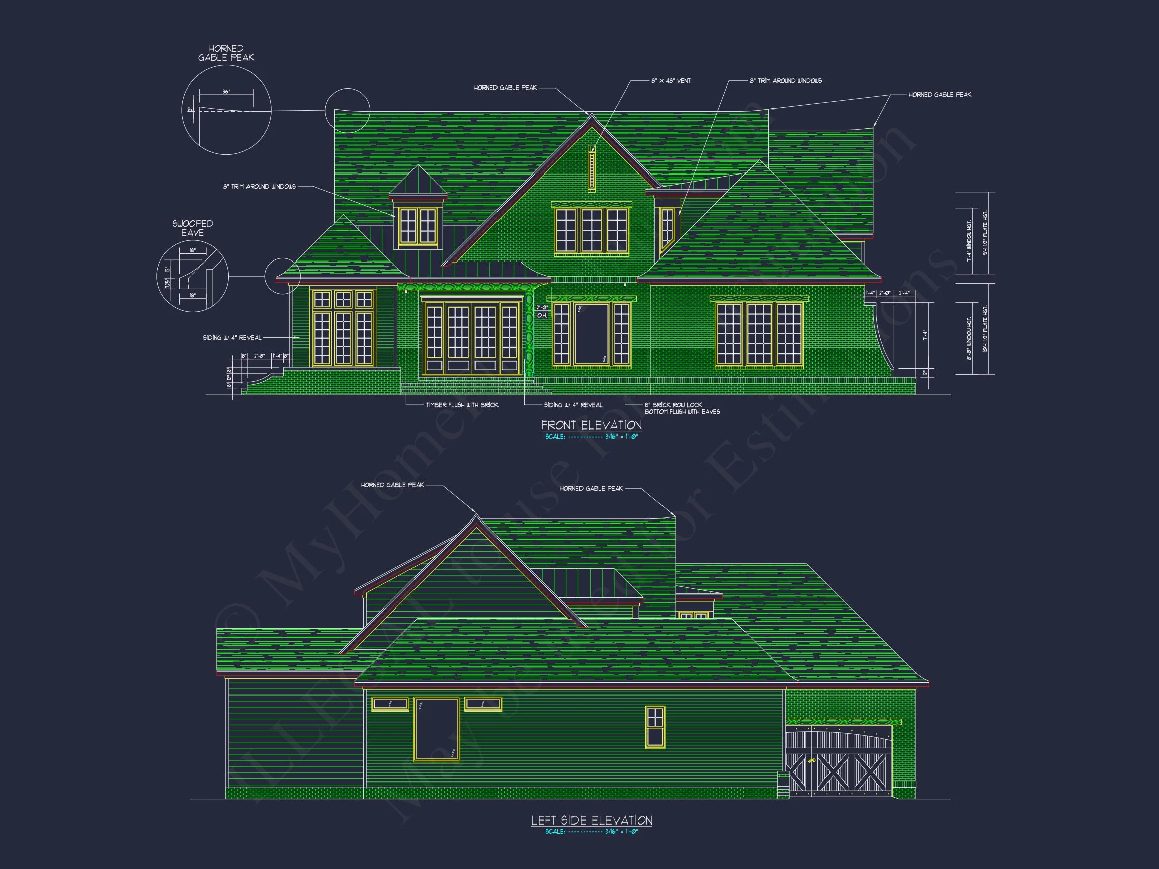 17-2175 HOUSE PLAN - Custom House Plan with 4 Beds, CAD Blueprint, and Features 32 Custom house Plan with 4 Beds, CAD Blueprint, and Features