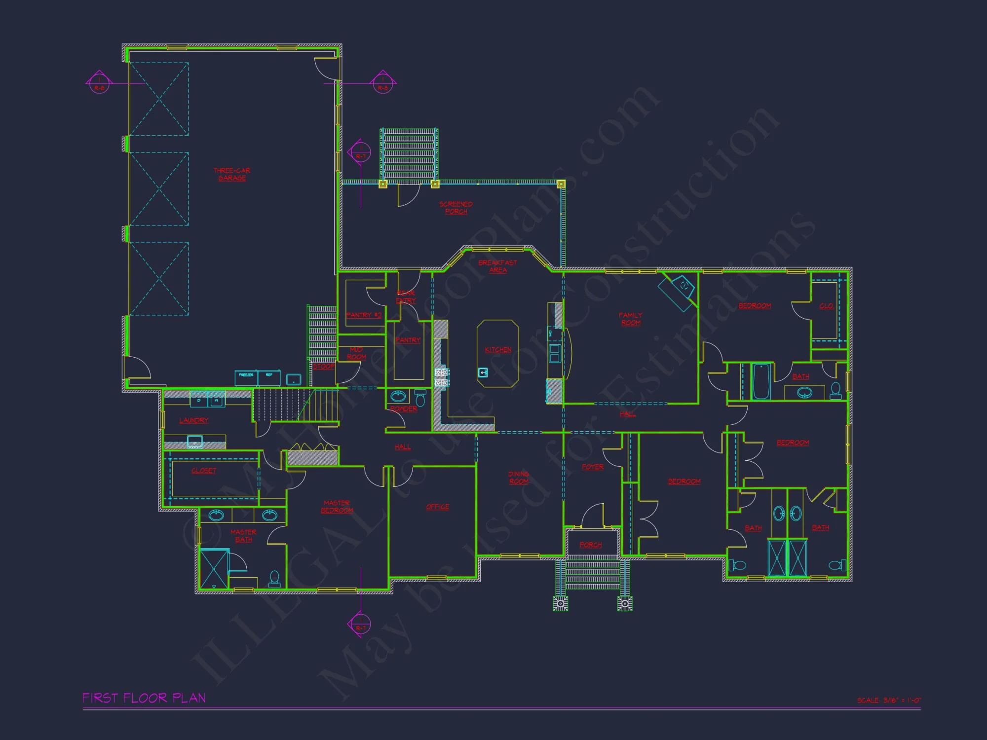 Elegant house Floor Plan with Detailed Blueprint and CAD Designs
