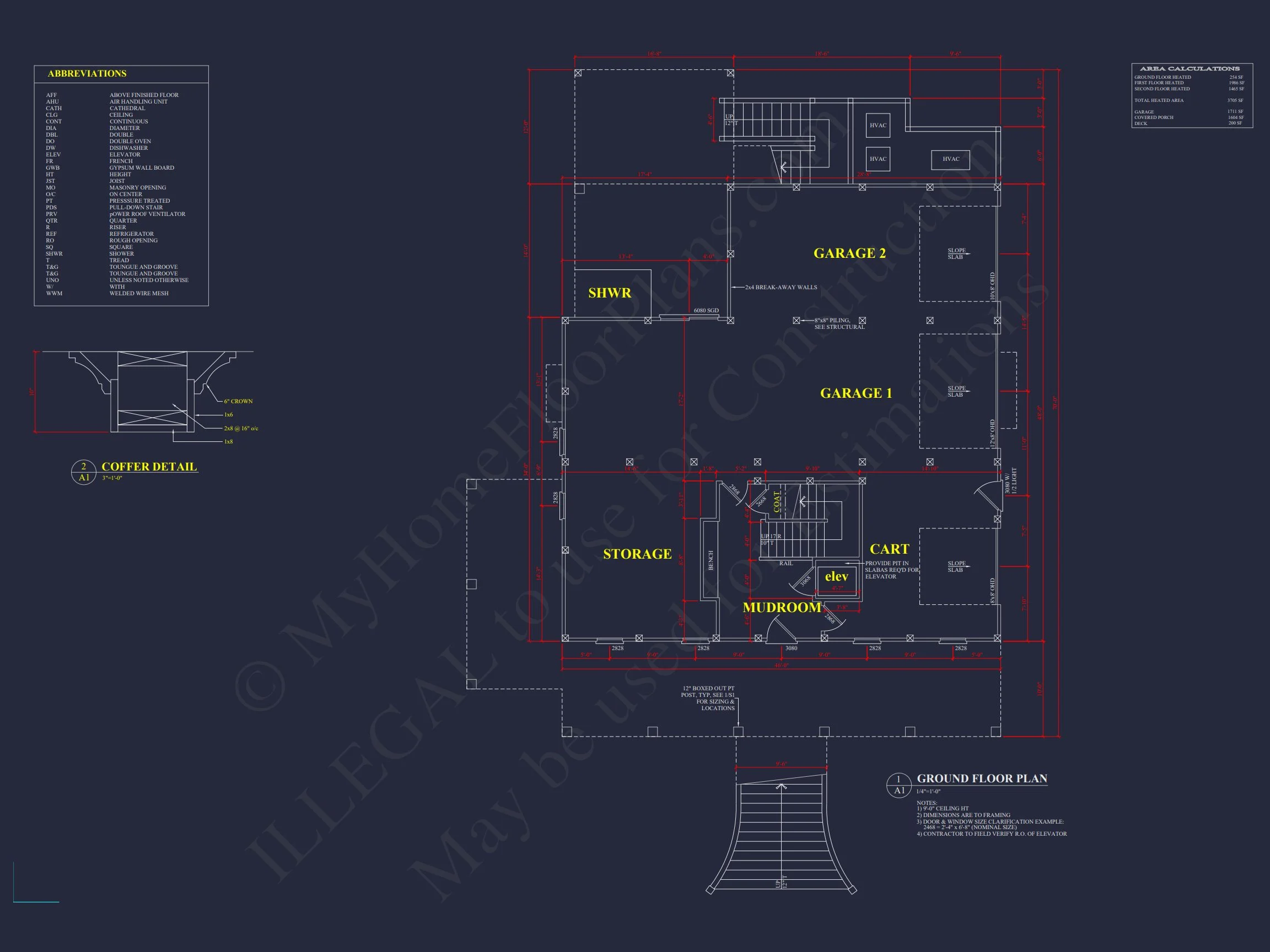 17-1907 HOUSE PLAN - Charleston Home Plan - 4-Bed, 4-Bath, 3,450 SF 8 Beautiful house Floor Plan with CAD Architecture Designs