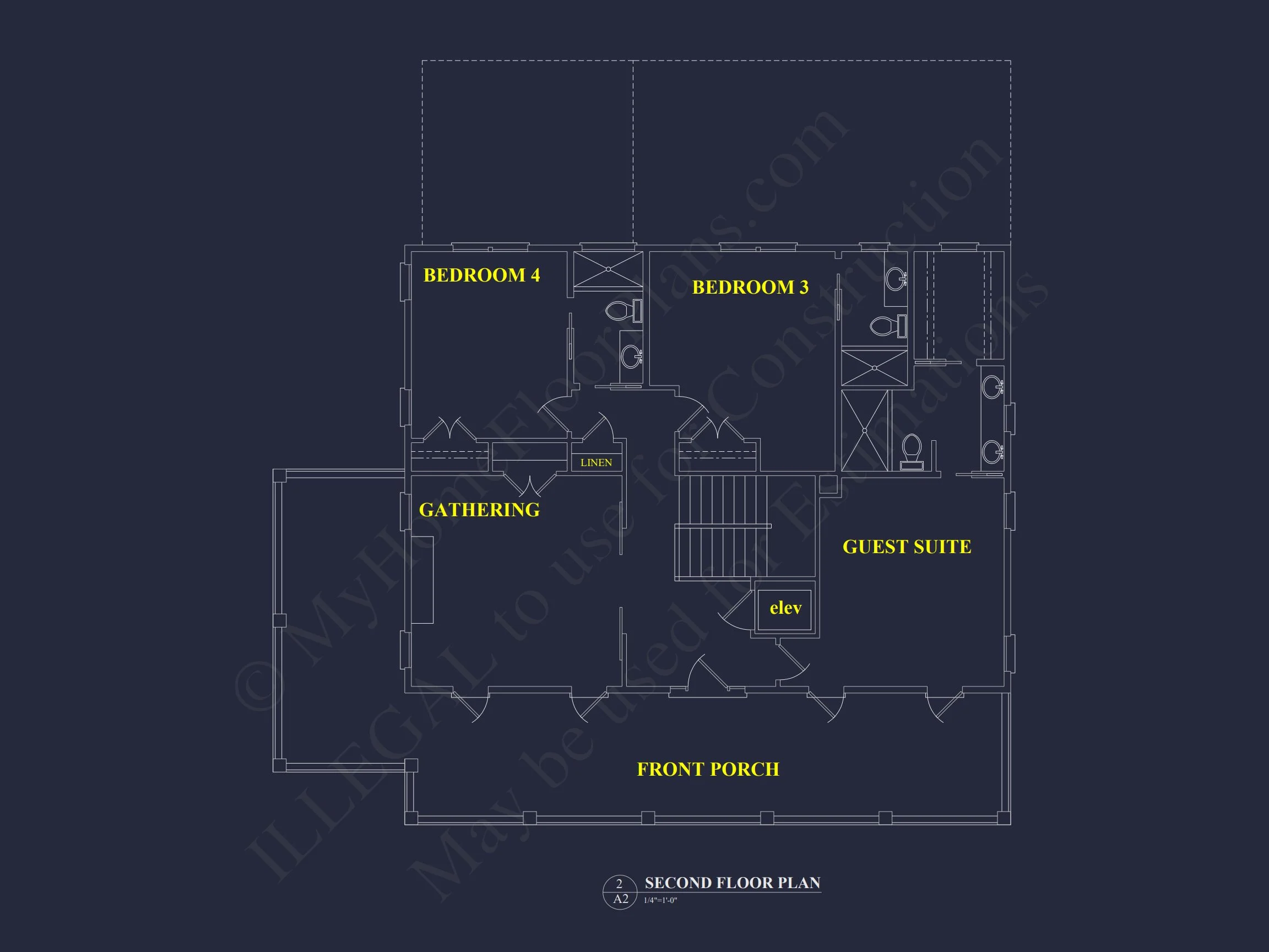 17-1907 HOUSE PLAN - Charleston Home Plan - 4-Bed, 4-Bath, 3,450 SF 6 Beautiful house Floor Plan with CAD Architecture Designs