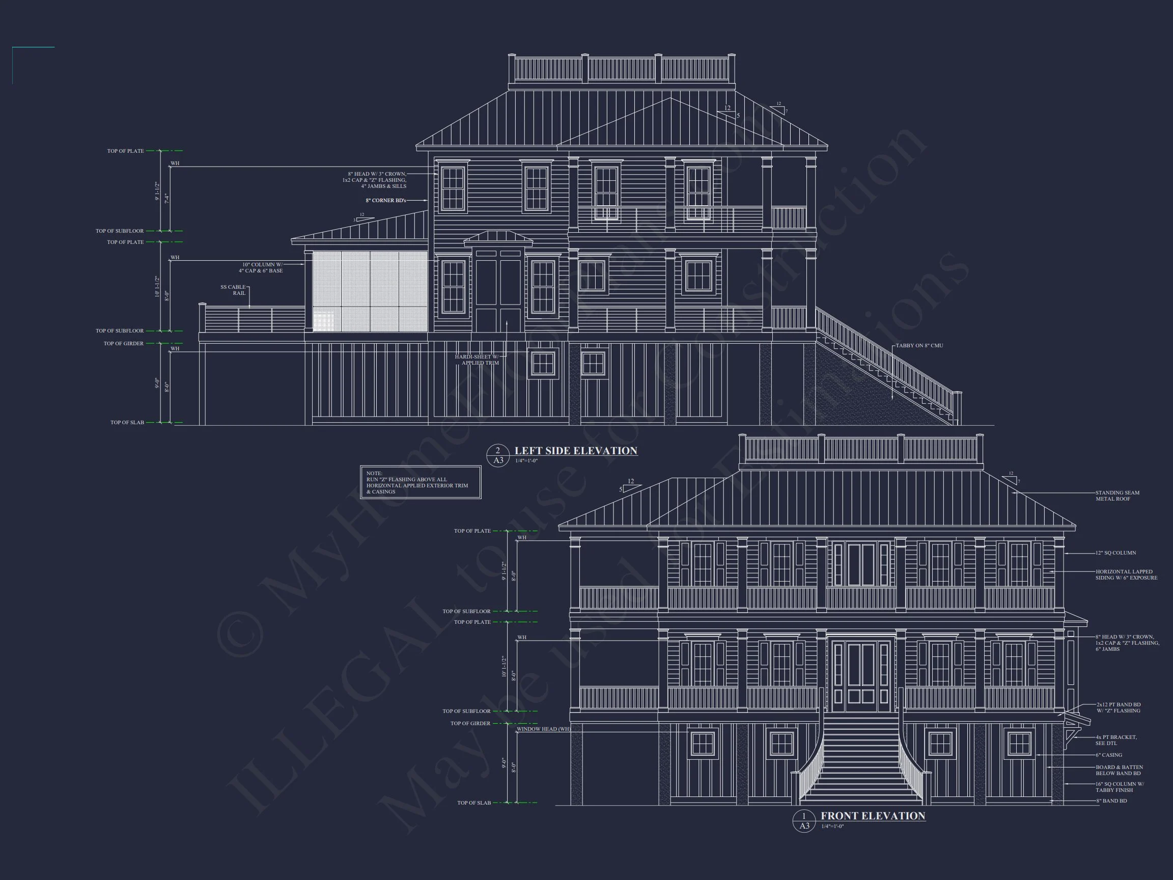 17-1907 HOUSE PLAN - Charleston Home Plan - 4-Bed, 4-Bath, 3,450 SF 3 Beautiful house Floor Plan with CAD Architecture Designs