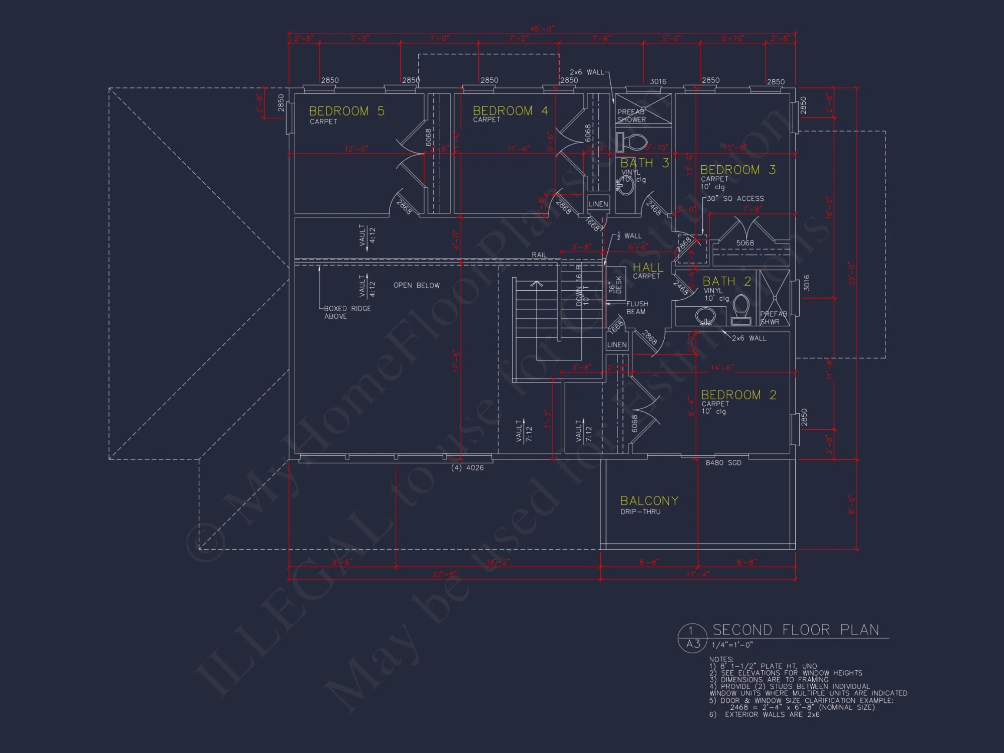 Modern house Plan with 5 Bedrooms, Floor Plans & Blueprints