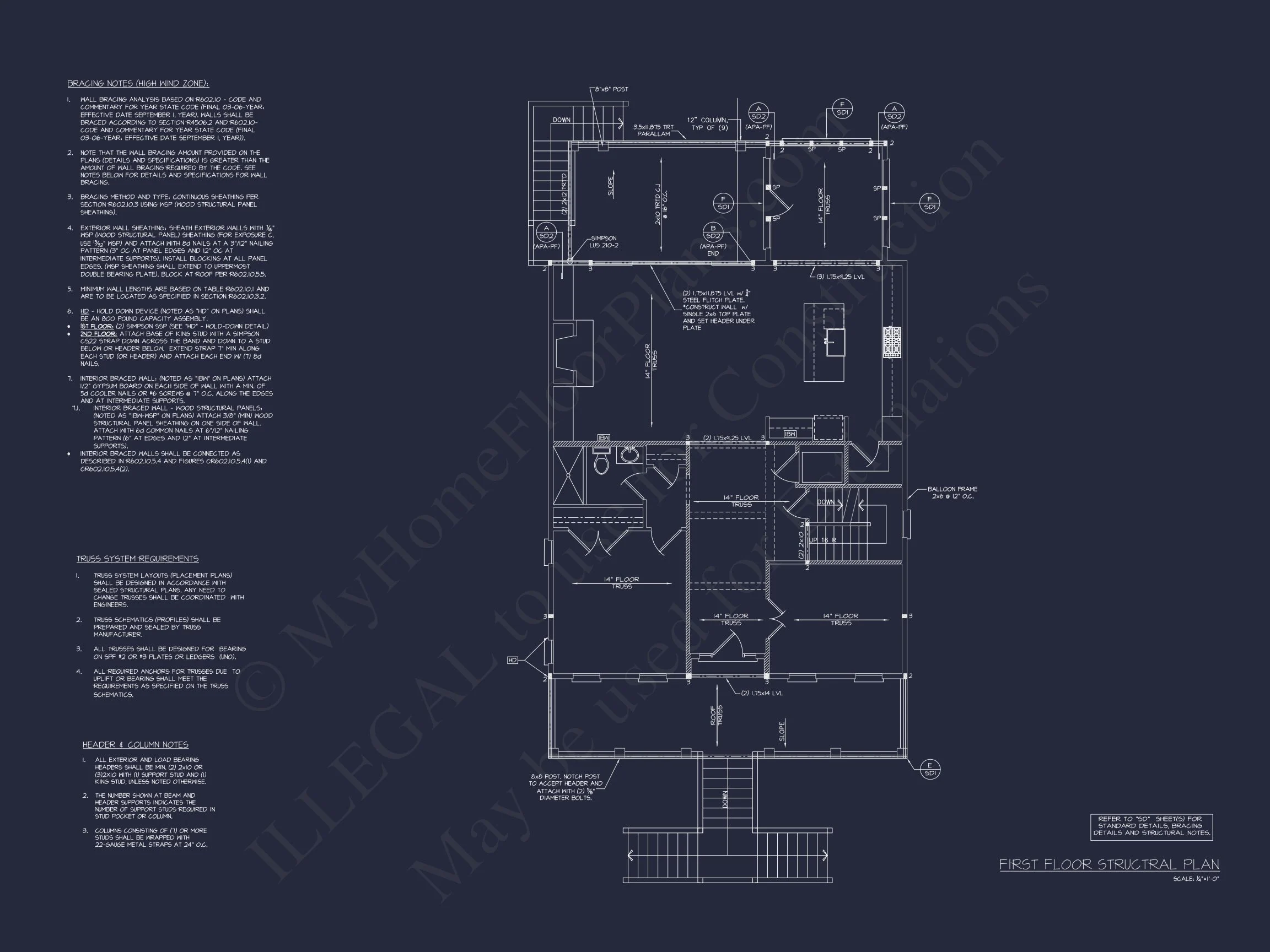 17-1359 HOUSE PLAN - Contemporary Beach House Plan with 3 Bedrooms and CAD Blueprints 11 Contemporary Beach house Plan with 3 Bedrooms and CAD Blueprints