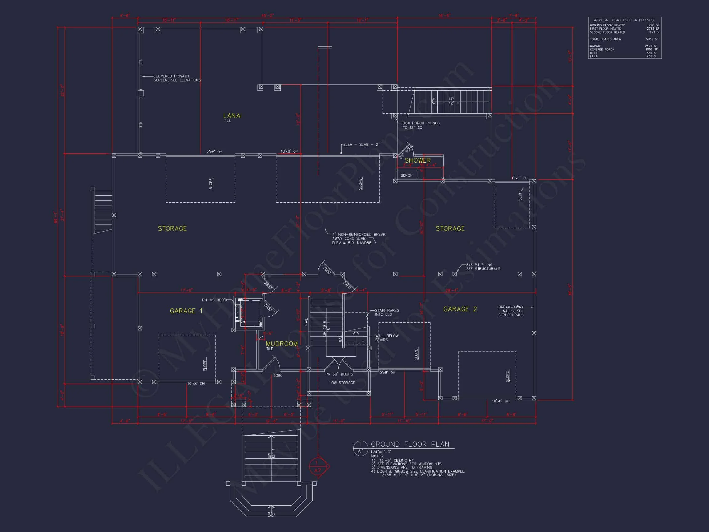 16-1797 HOUSE PLAN - Expansive Coastal Beach House Plan with Elegant CAD Designs 9 Expansive Coastal Beach house Plan with Elegant CAD Designs