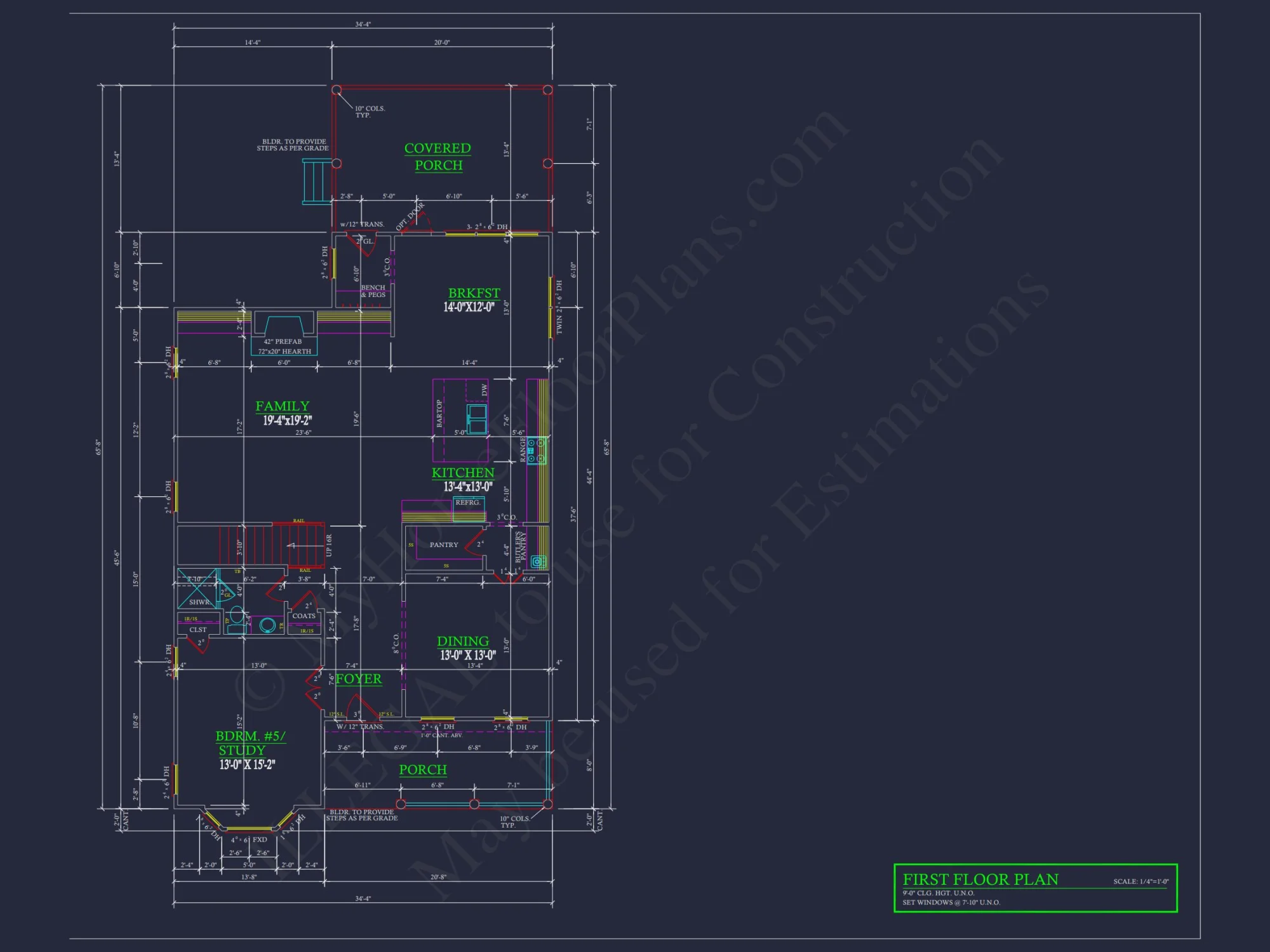Colonial Farmhouse house Plan - 5 Bed, 4 Bath Floor Blueprint