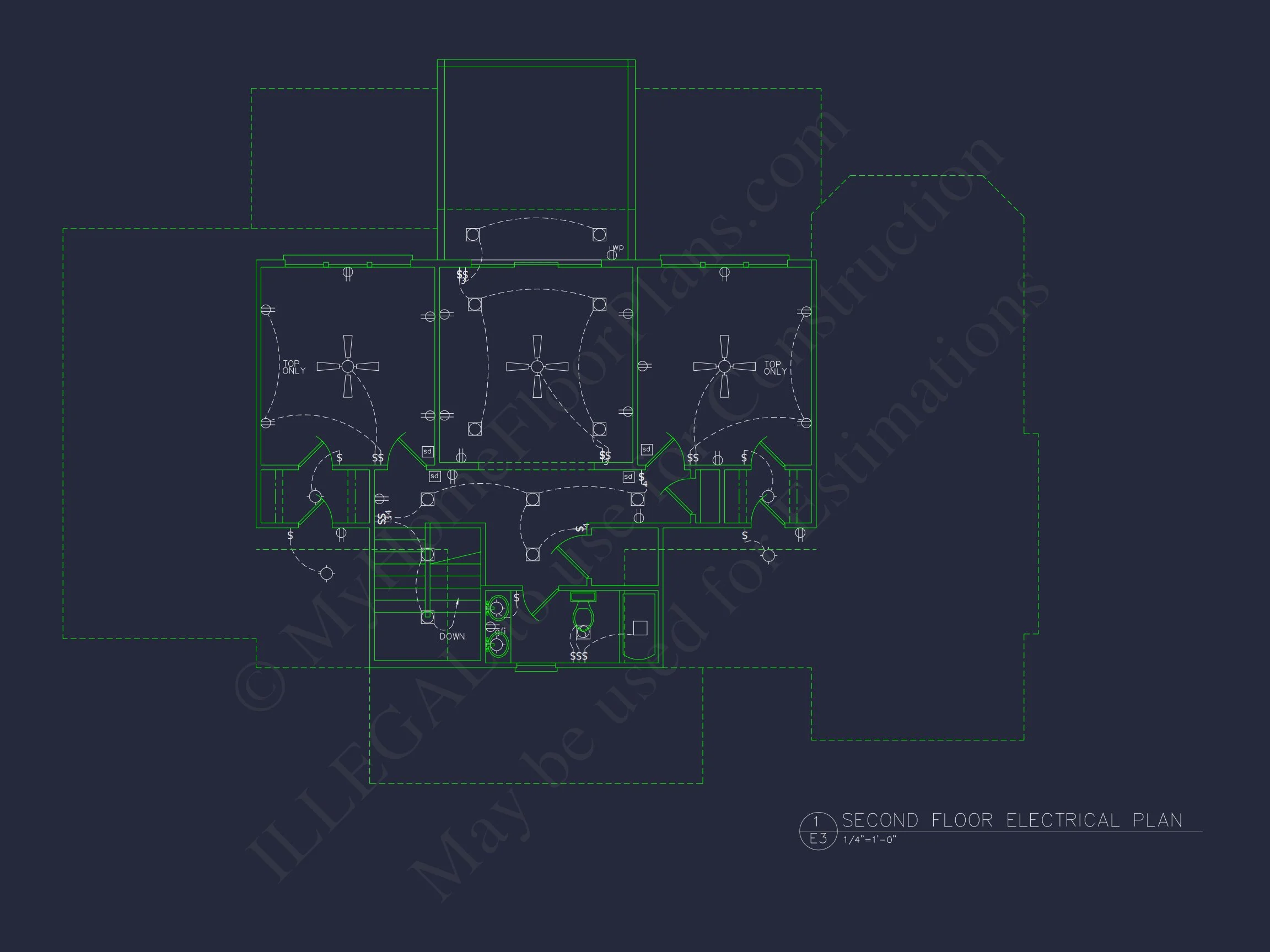 15-1925 HOUSE PLAN - Modern Farmhouse Plan - 4-Bed, 3-Bath, 2,450 SF 13 Spacious house Architectural Plan with CAD Designs