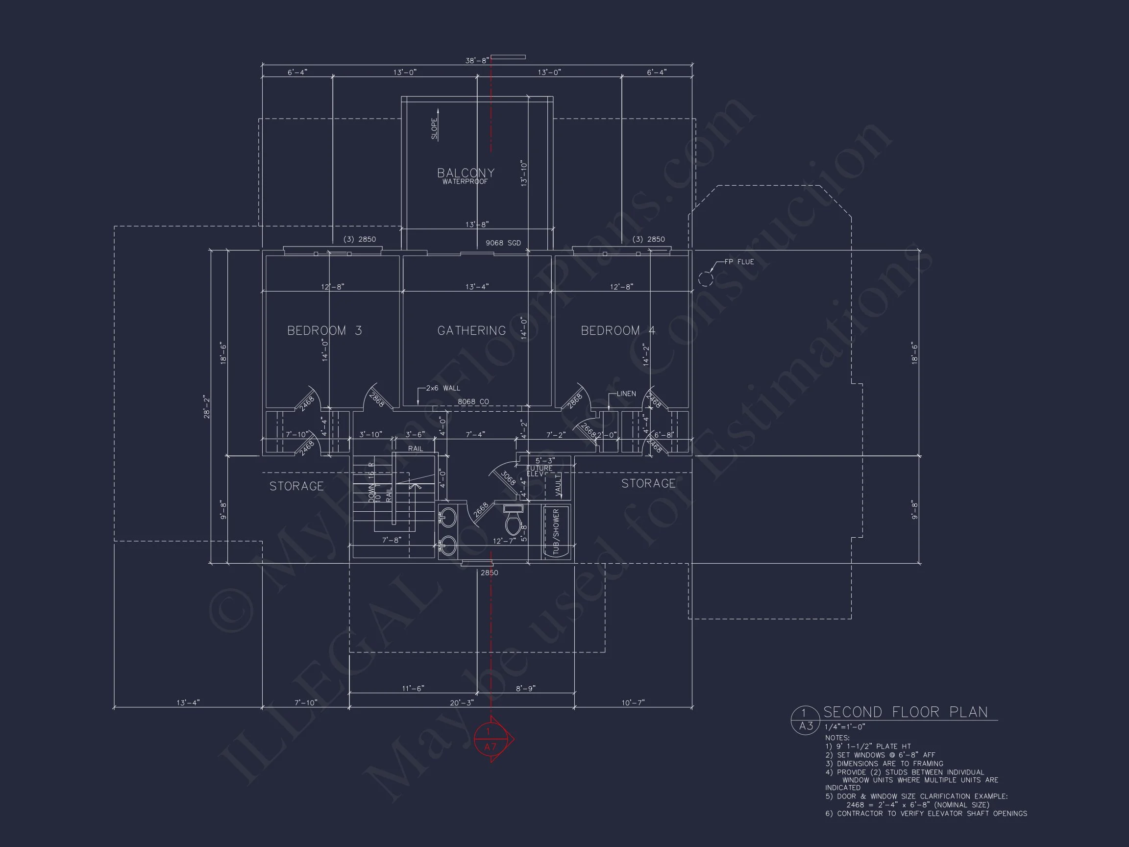 15-1925 HOUSE PLAN - Modern Farmhouse Plan - 4-Bed, 3-Bath, 2,450 SF 9 Spacious house Architectural Plan with CAD Designs