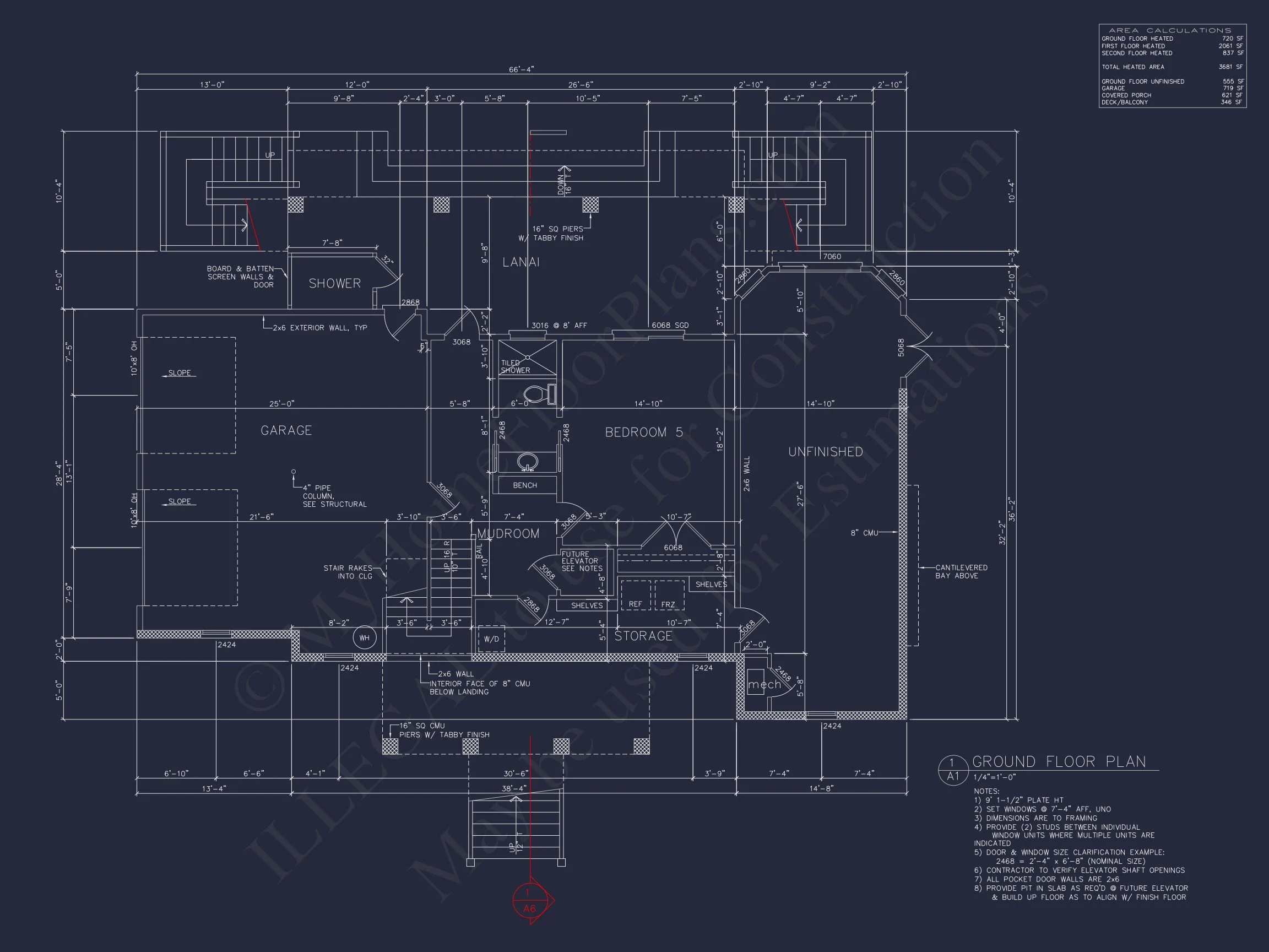 15-1925 HOUSE PLAN - Modern Farmhouse Plan - 4-Bed, 3-Bath, 2,450 SF 7 Spacious house Architectural Plan with CAD Designs