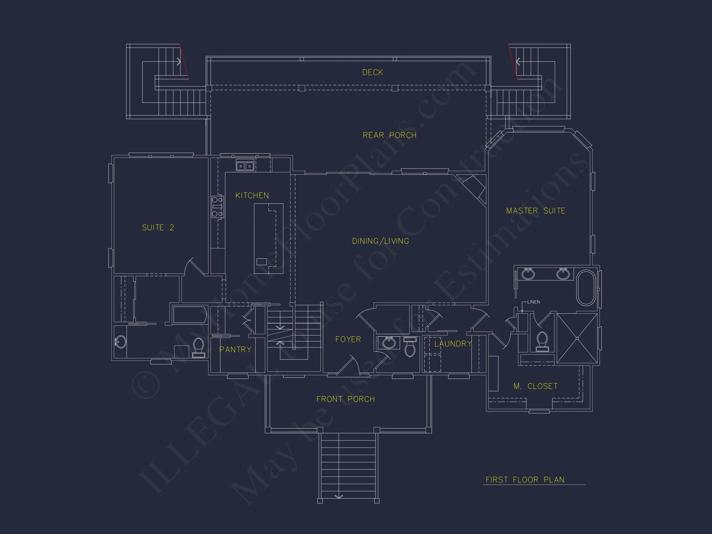15-1925 HOUSE PLAN - Modern Farmhouse Plan - 4-Bed, 3-Bath, 2,450 SF 5 Spacious house Architectural Plan with CAD Designs