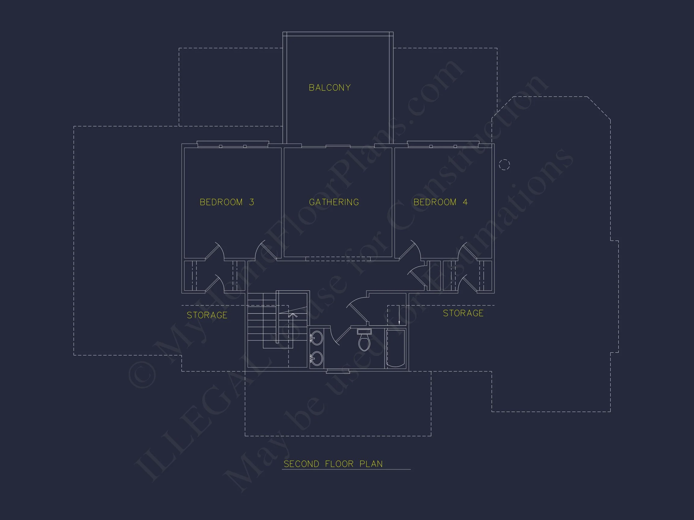 15-1925 HOUSE PLAN - Modern Farmhouse Plan - 4-Bed, 3-Bath, 2,450 SF 6 Spacious house Architectural Plan with CAD Designs