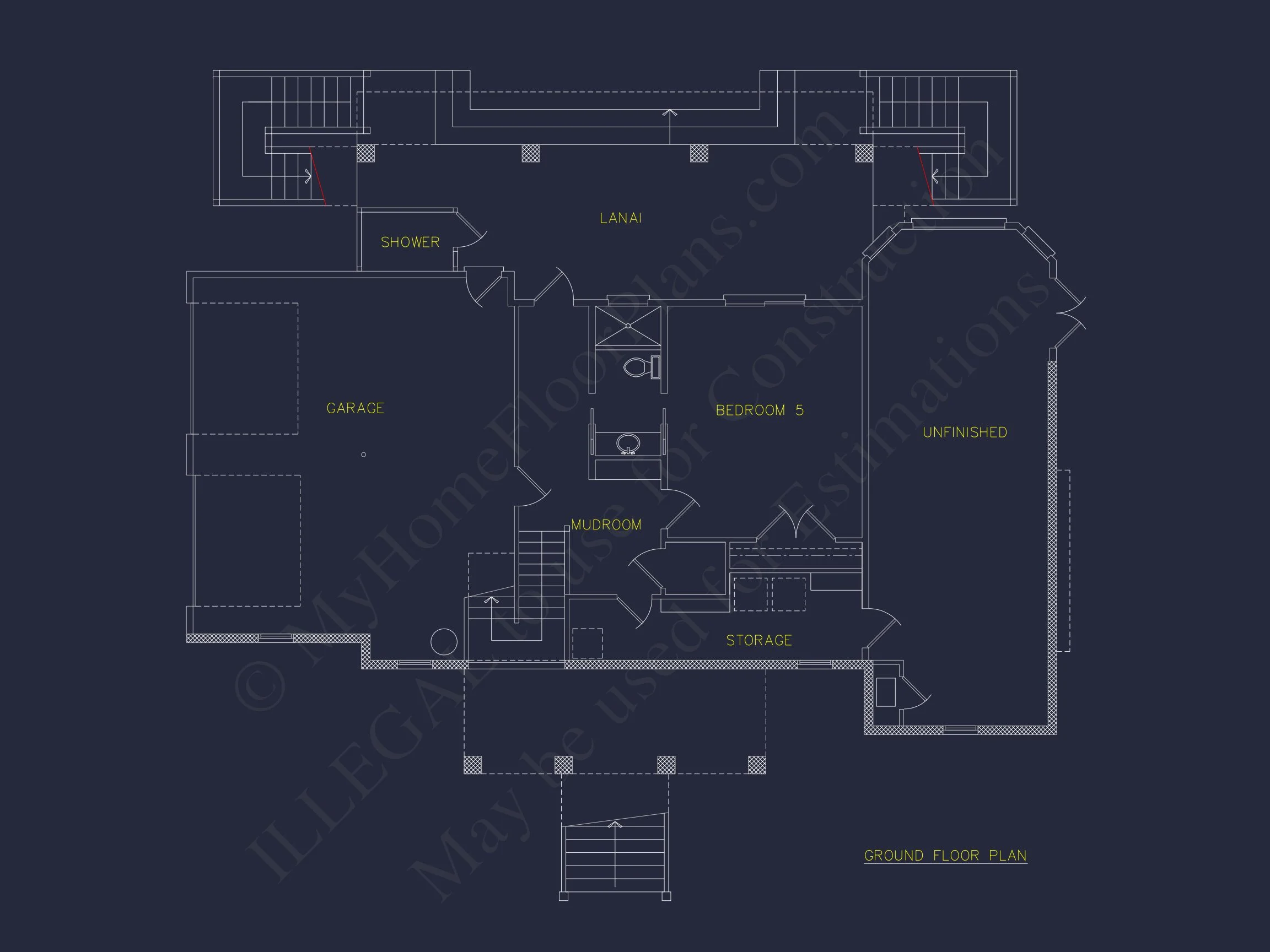 15-1925 HOUSE PLAN - Modern Farmhouse Plan - 4-Bed, 3-Bath, 2,450 SF 4 Spacious house Architectural Plan with CAD Designs