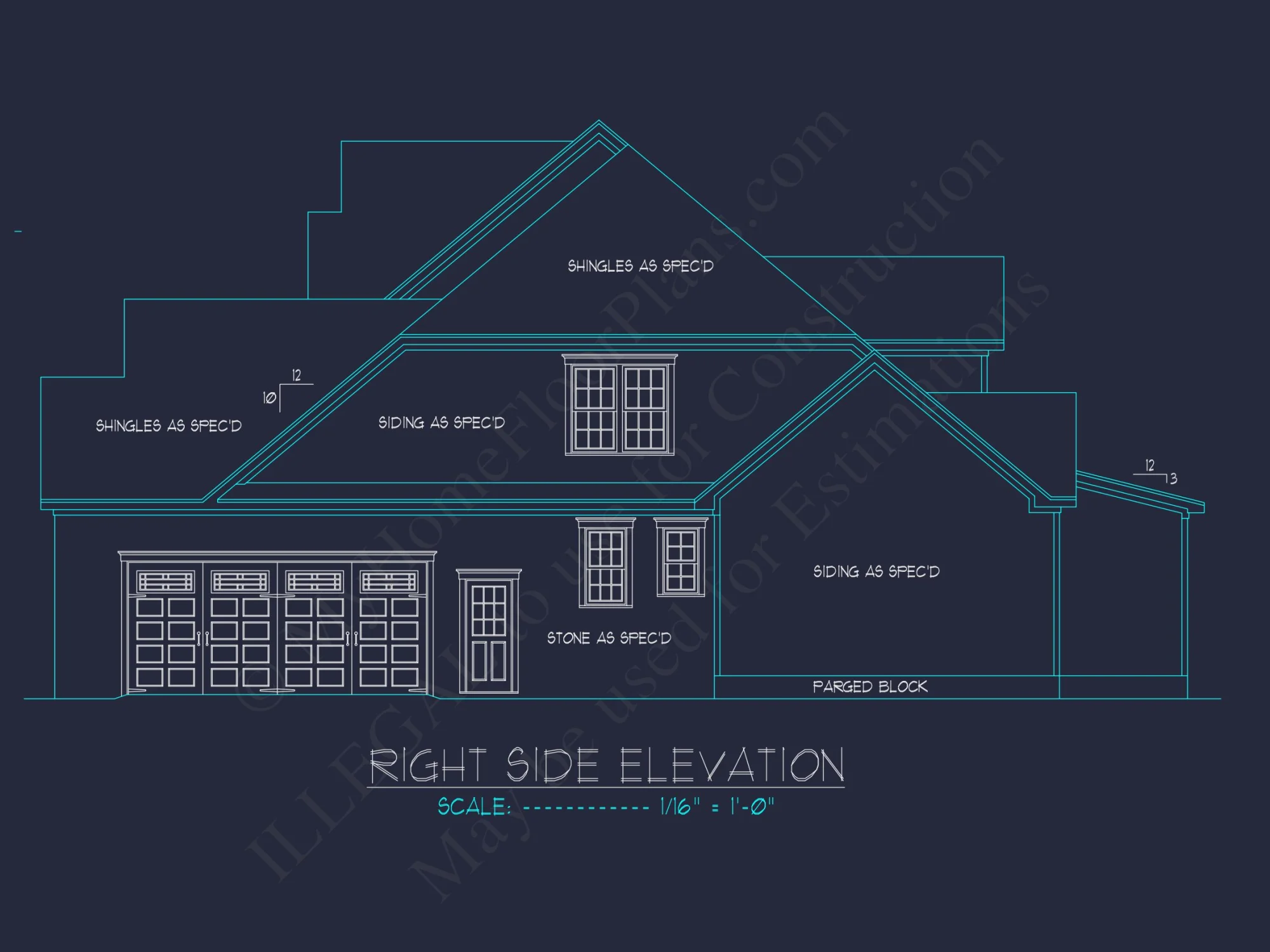 house Architectural CAD Blueprint - Large 4-Bedroom Floor Plan