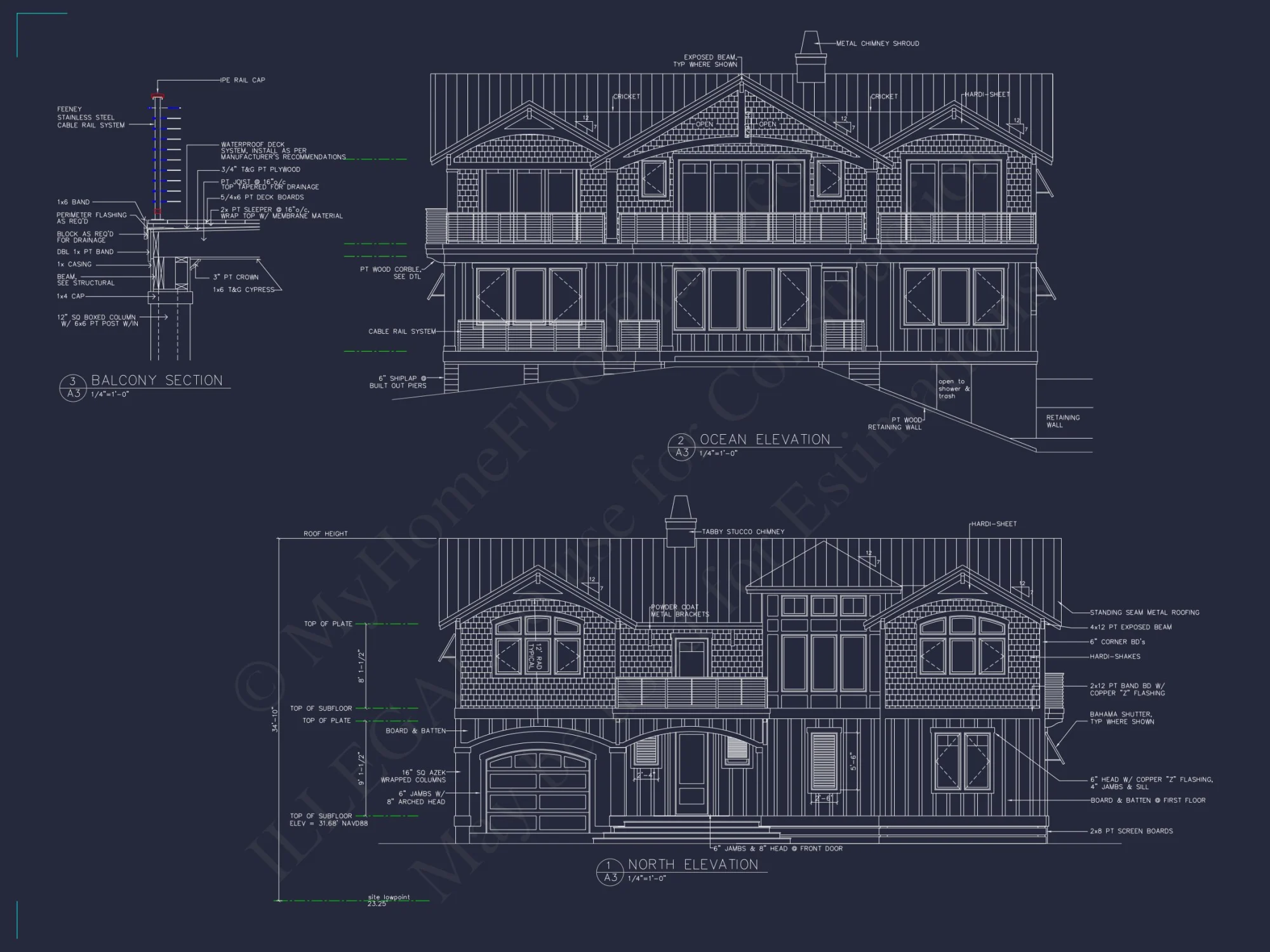 4-Bedroom Coastal house Plan with 2 Floors and Open Design