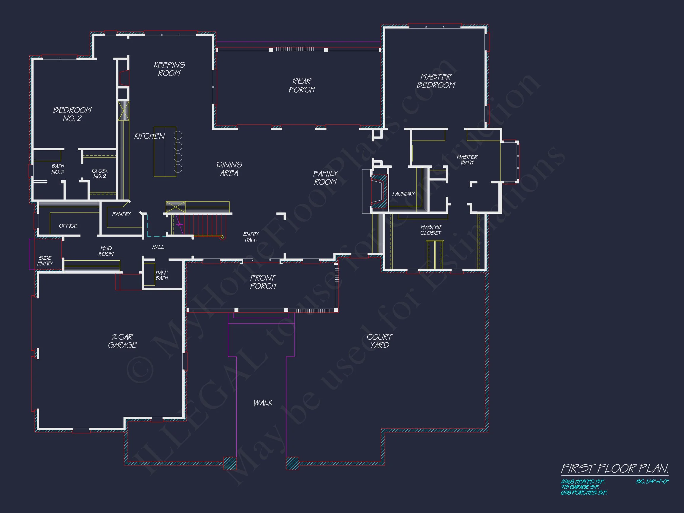 15-1628 HOUSE PLAN - Elegant House Plan: CAD Architectural Blueprint with 4 Beds 4 Elegant house Plan: CAD Architectural Blueprint with 4 Beds