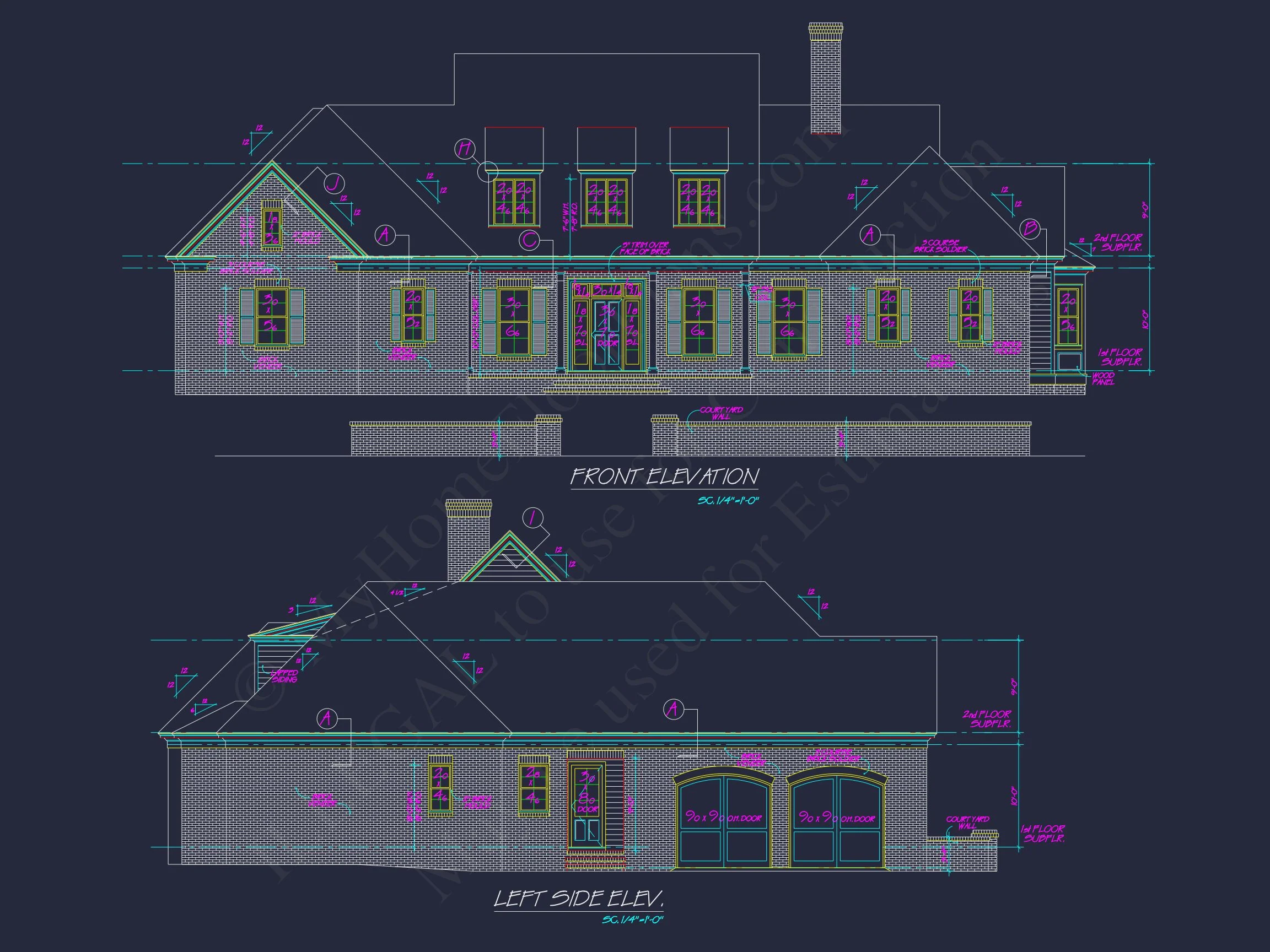 15-1628 HOUSE PLAN - Elegant House Plan: CAD Architectural Blueprint with 4 Beds 2 Elegant house Plan: CAD Architectural Blueprint with 4 Beds