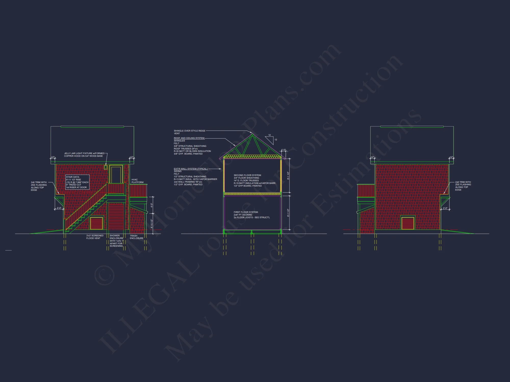 Charming Beach house Plan with 4 Beds, 2 Floors, CAD Designs