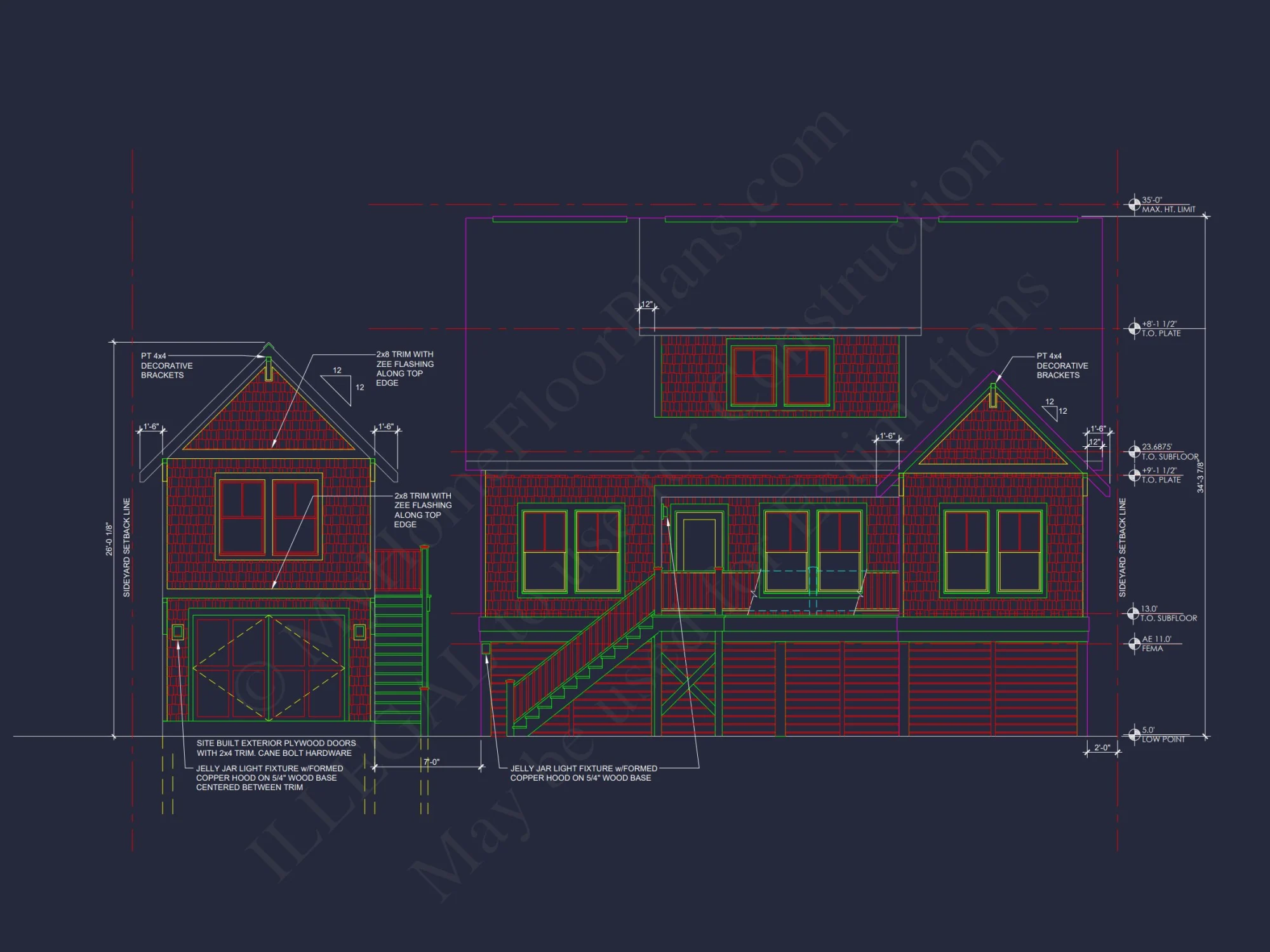 Charming Beach house Plan with 4 Beds, 2 Floors, CAD Designs