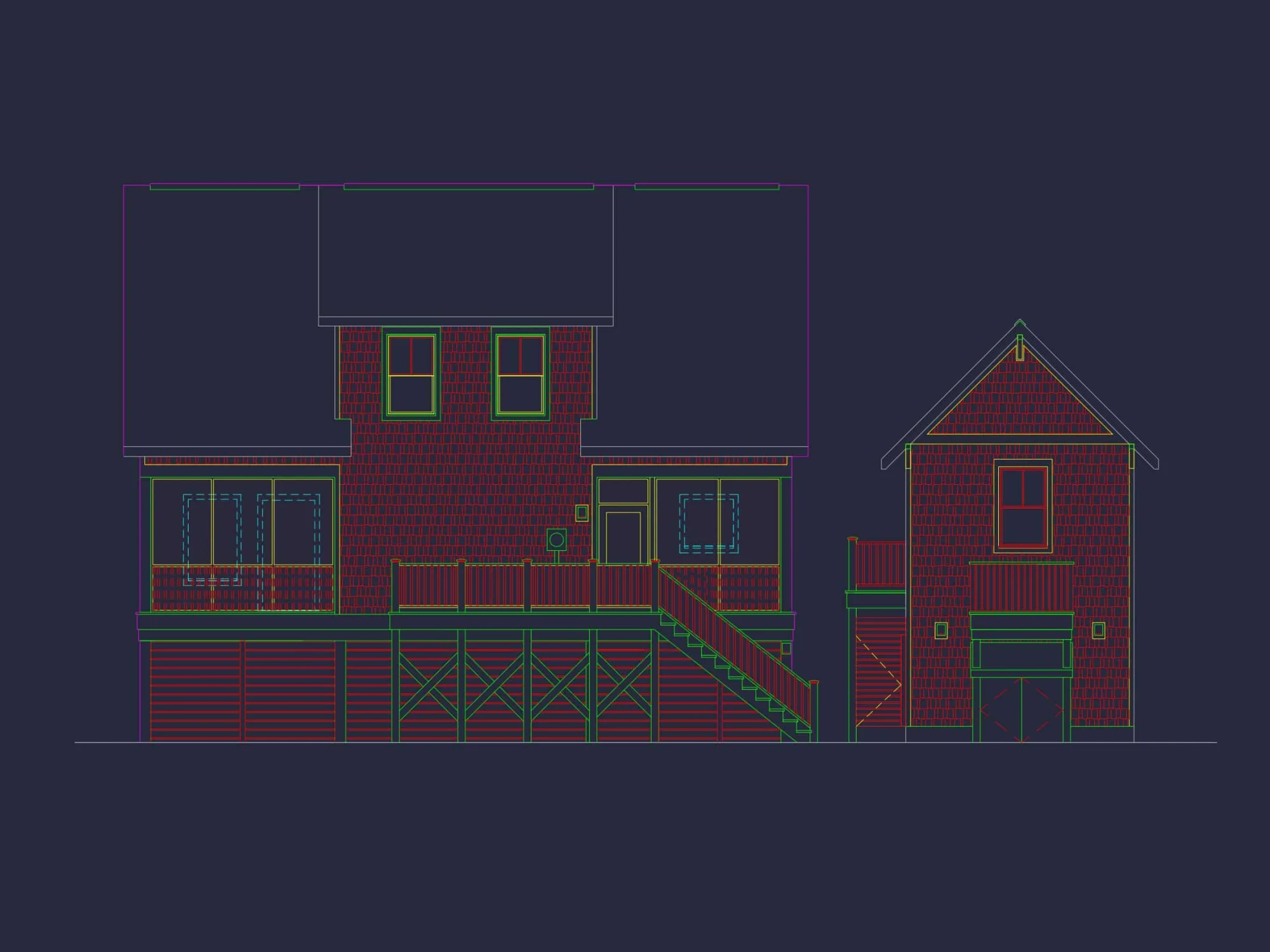 Charming Beach house Plan with 4 Beds, 2 Floors, CAD Designs