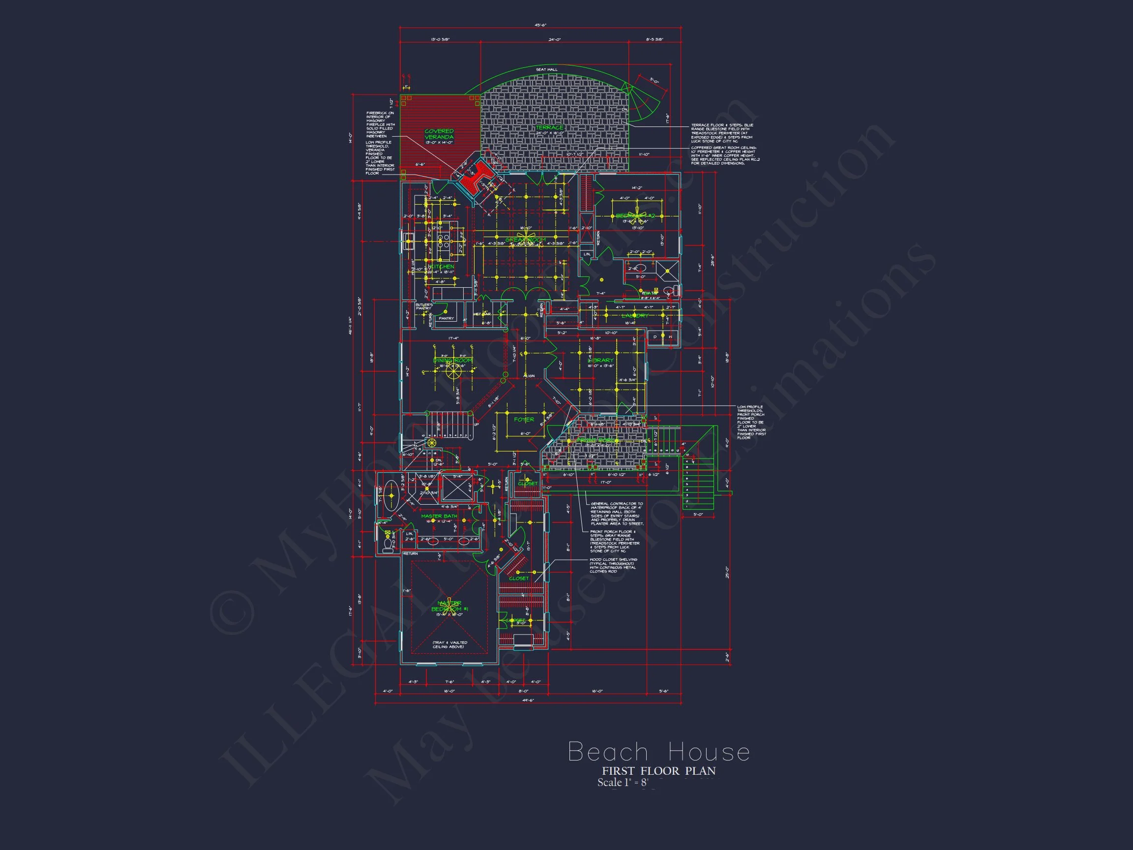 14-1622 HOUSE PLAN - Beautiful Beach House Floor Plan with CAD Designs & Blueprint 10 Beautiful Beach house Floor Plan with CAD Designs & Blueprint