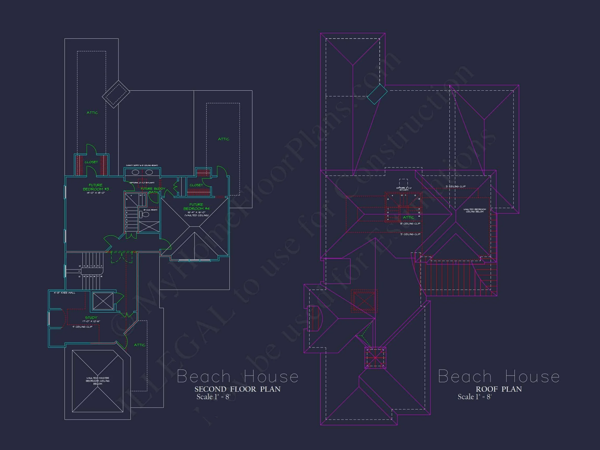 14-1622 HOUSE PLAN - Beautiful Beach House Floor Plan with CAD Designs & Blueprint 8 Beautiful Beach house Floor Plan with CAD Designs & Blueprint