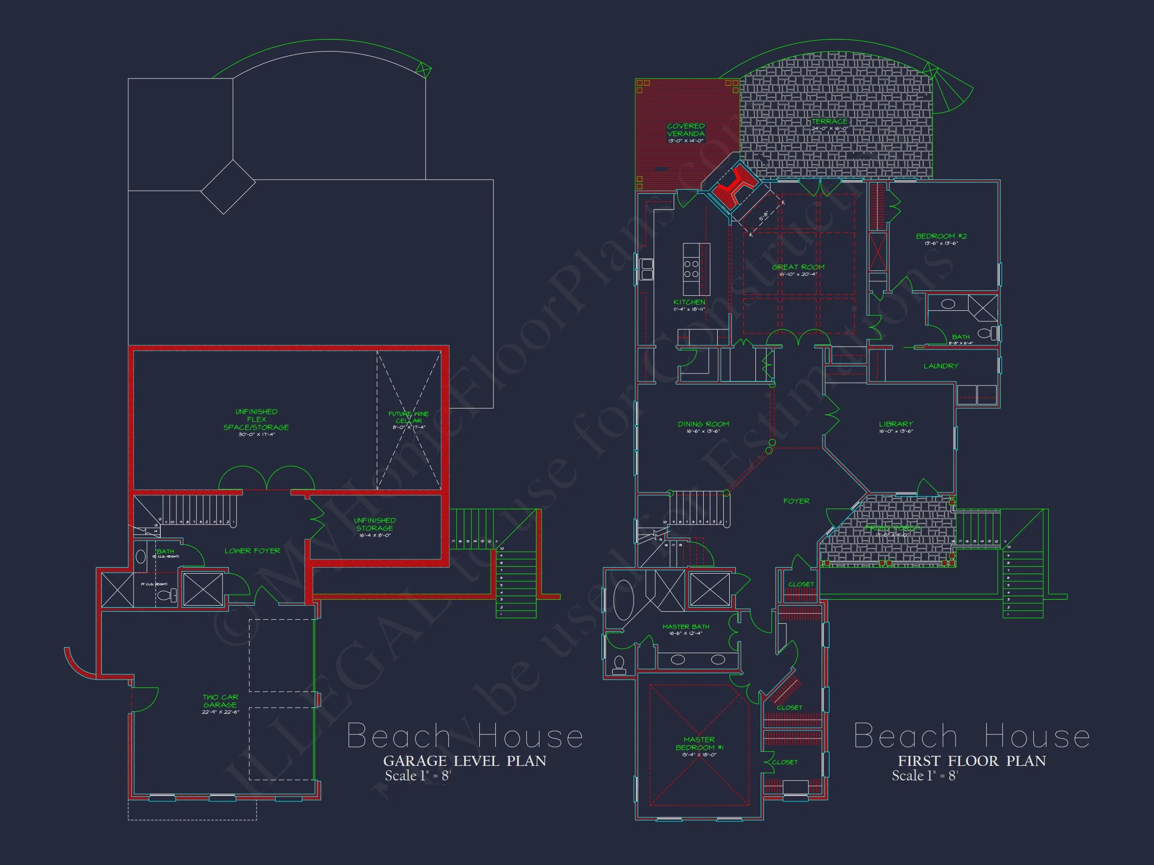 14-1622 HOUSE PLAN - Beautiful Beach House Floor Plan with CAD Designs & Blueprint 7 Beautiful Beach house Floor Plan with CAD Designs & Blueprint