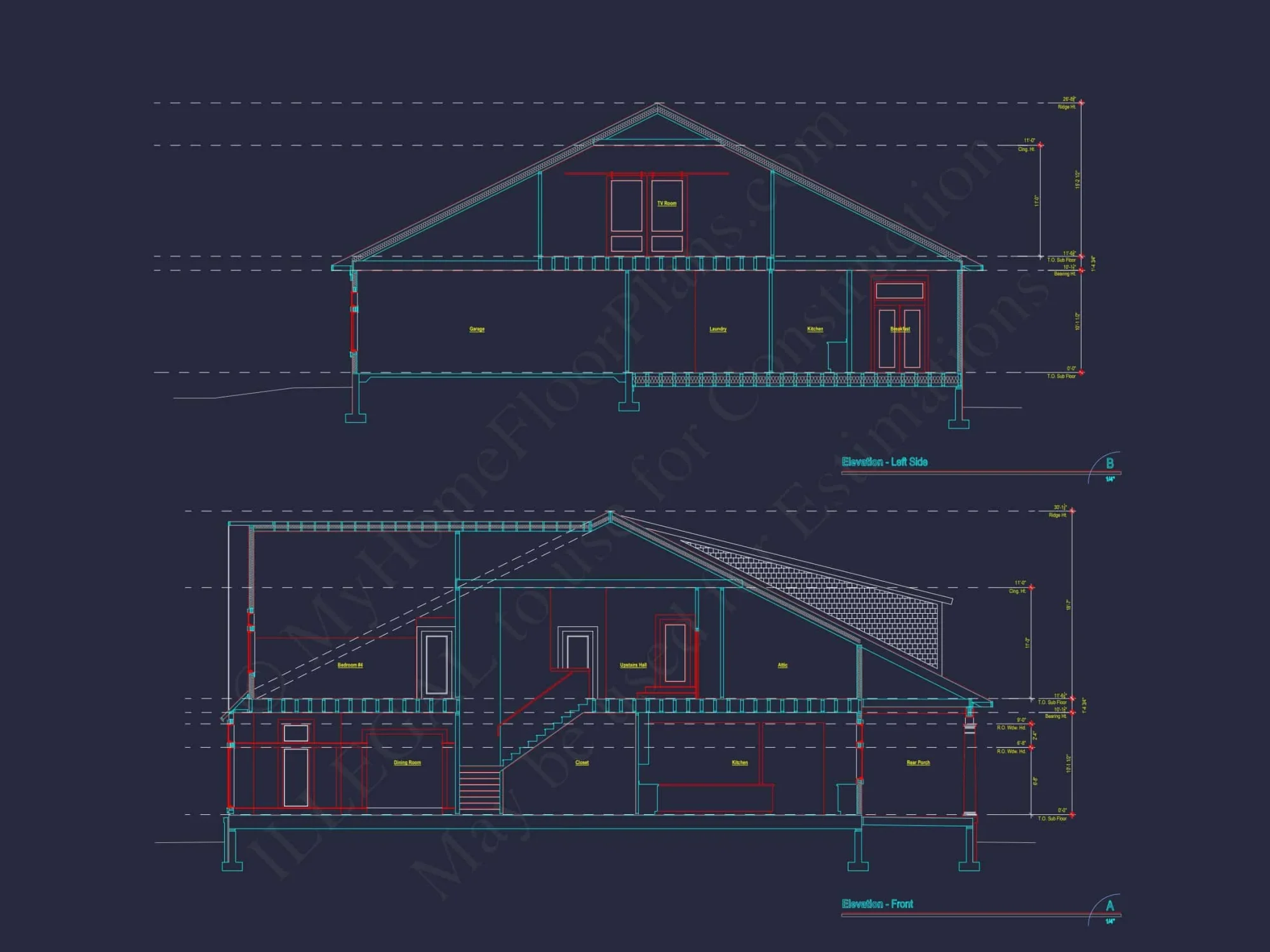 Modern Craftsman house Plan with Fireplace, 4 Bedrooms & Bonus