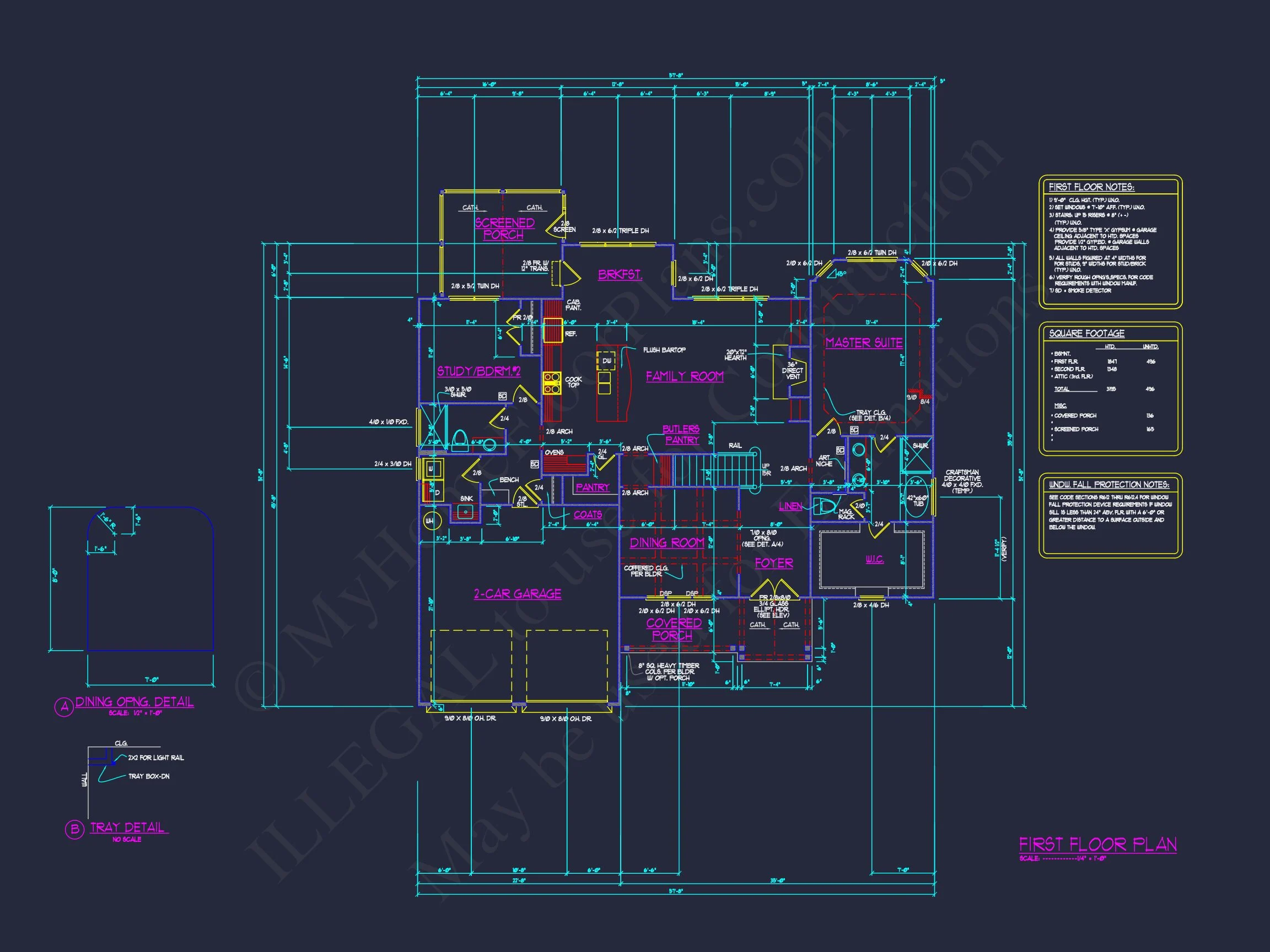 14-1311 HOUSE PLAN - Elegant Craftsman House Plan, Floor Plan, and CAD Architecture 7 Elegant Craftsman house Plan, Floor Plan, and CAD Architecture