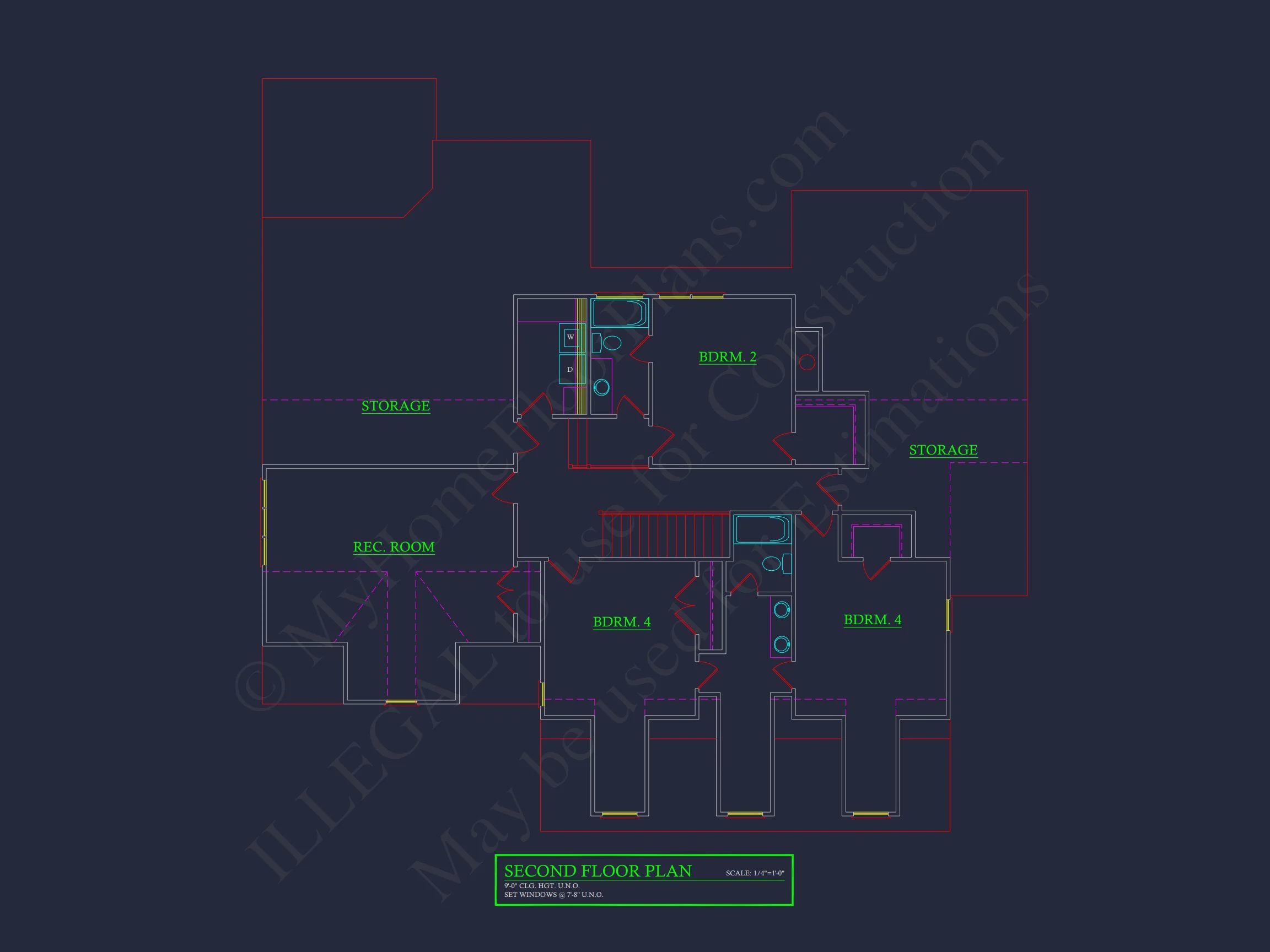 14-1206 HOUSE PLAN - Elegant House CAD Floor Plan: Spacious 4-Bedroom Design 7 Elegant house CAD Floor Plan: Spacious 4-Bedroom Design